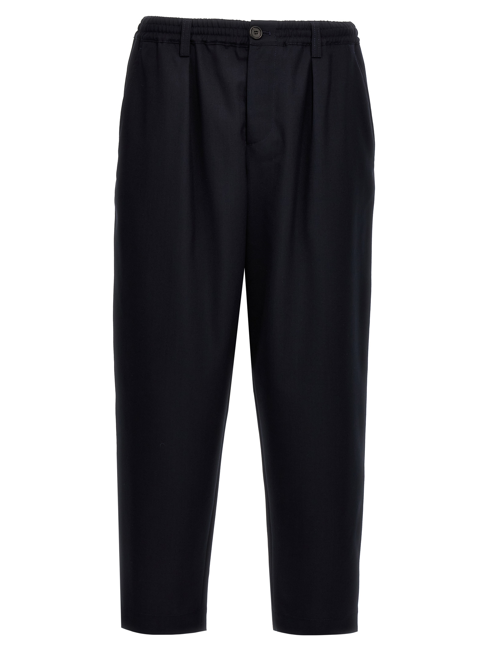 Blue Virgin Wool Cropped Pants