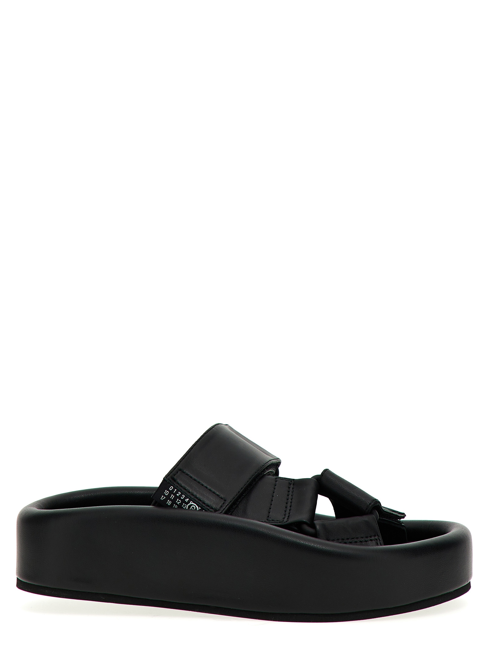 Black Leather Slides