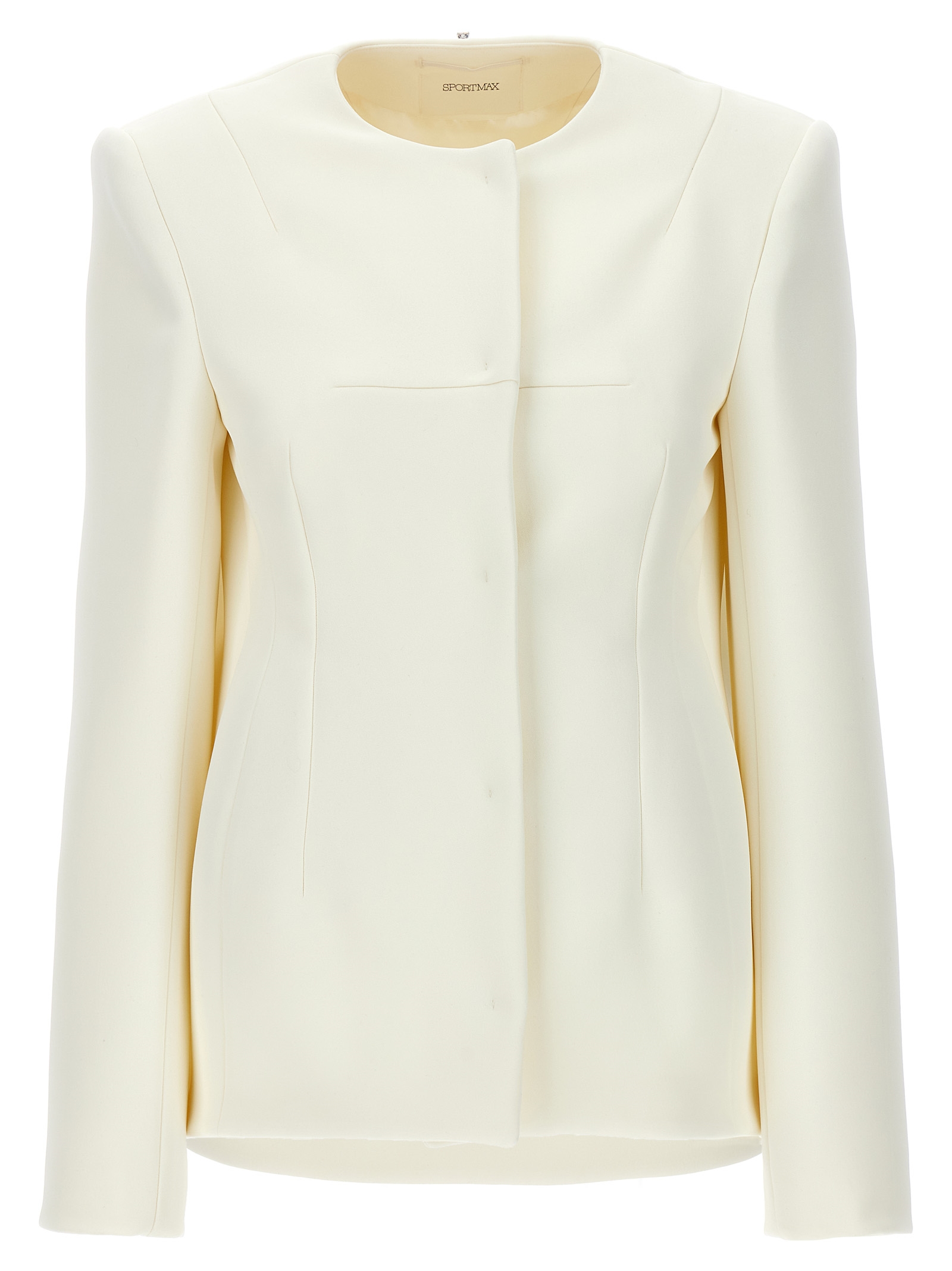 White Polyester Full-Length Jacket