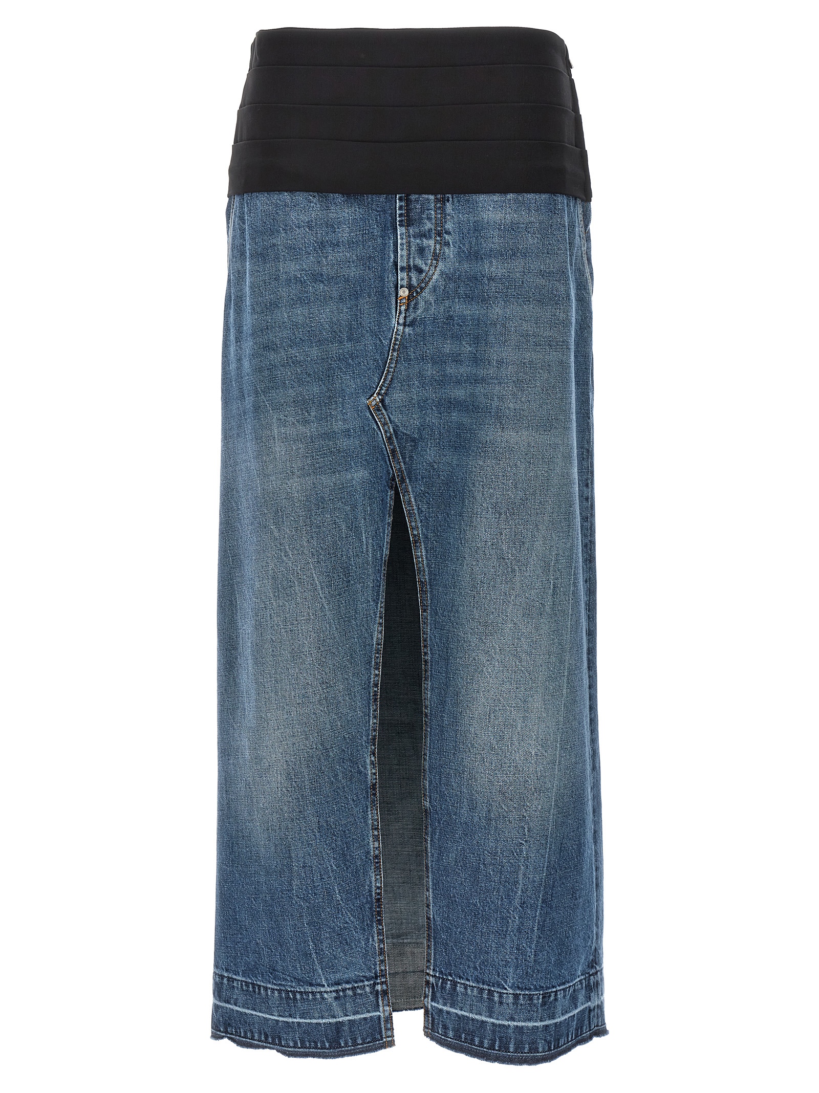 Blue Cotton Mini Skirt