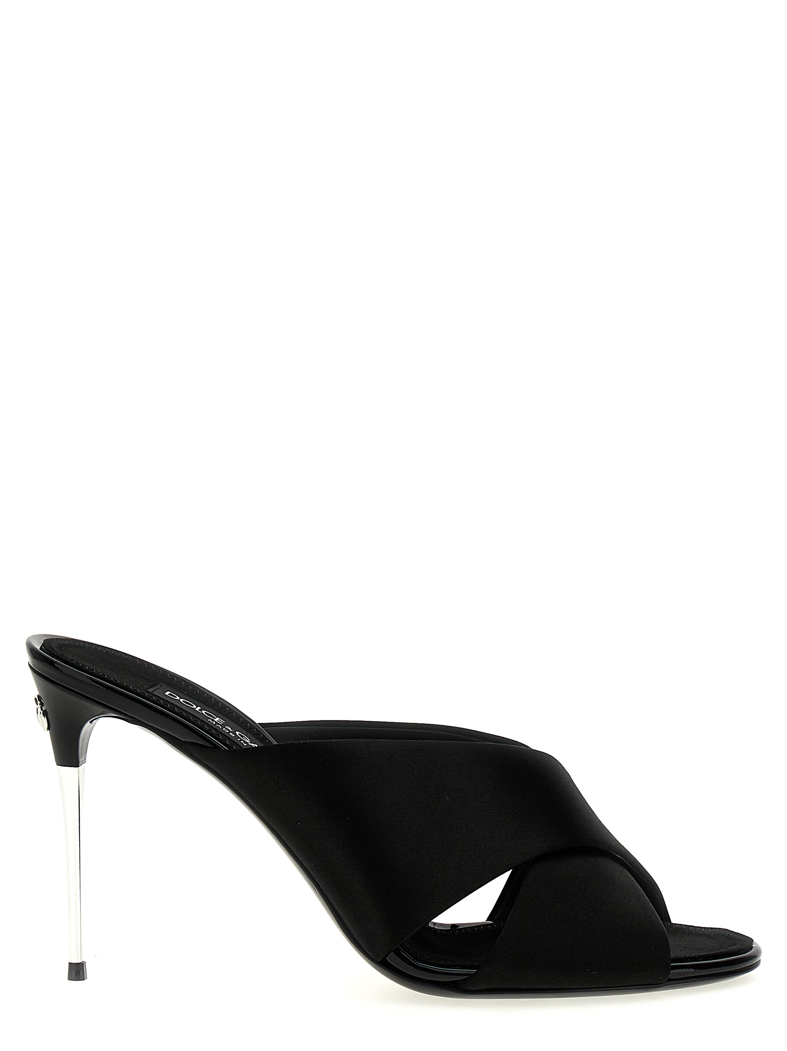 Black Viscose Stiletto Heel Sandals