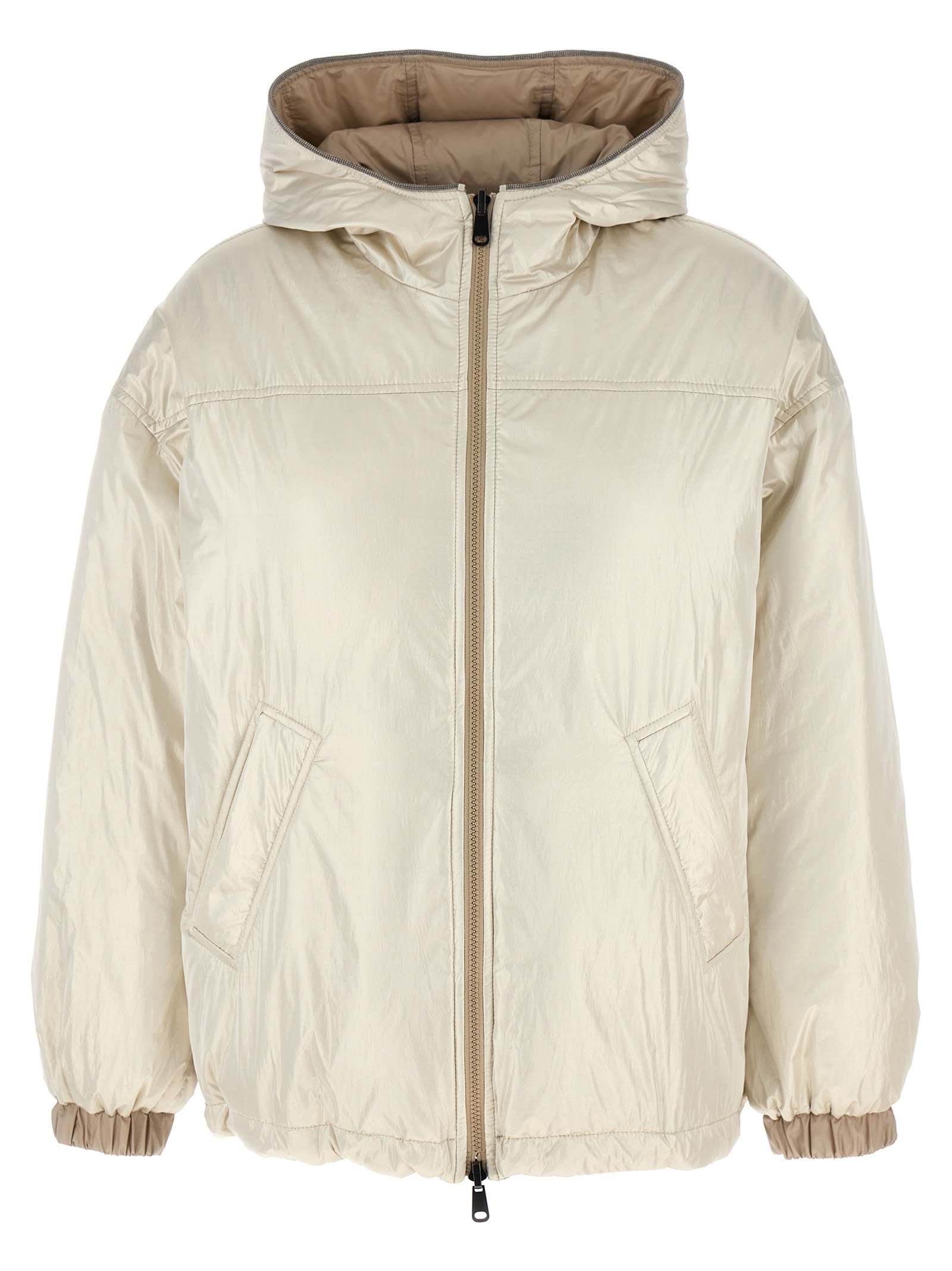 Beige Polyester Full-Length Jacket