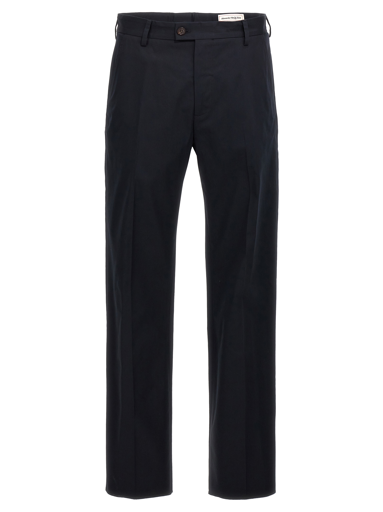 Blue Cotton Casual Pants