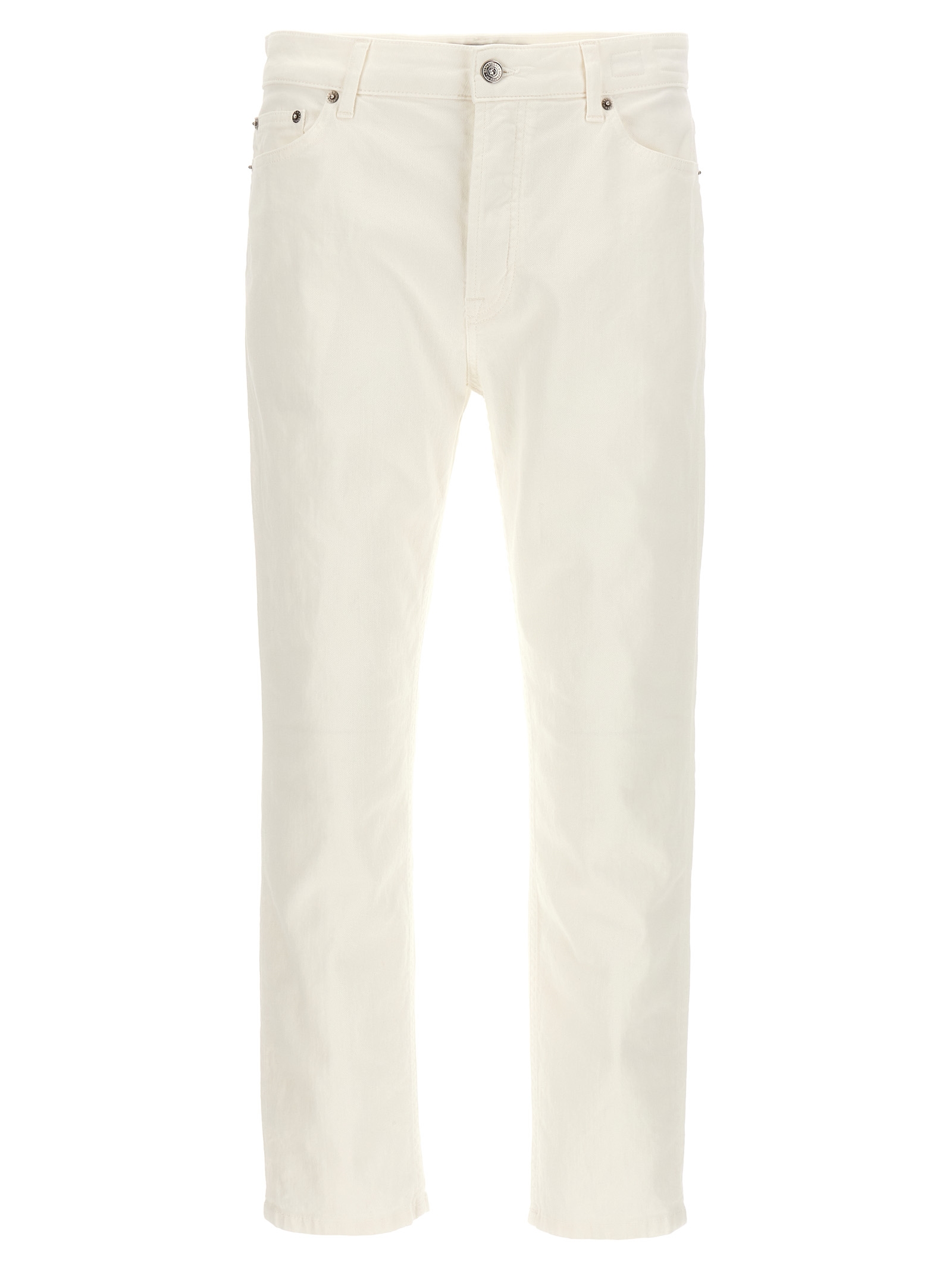 White Cotton Straight-Leg Jeans