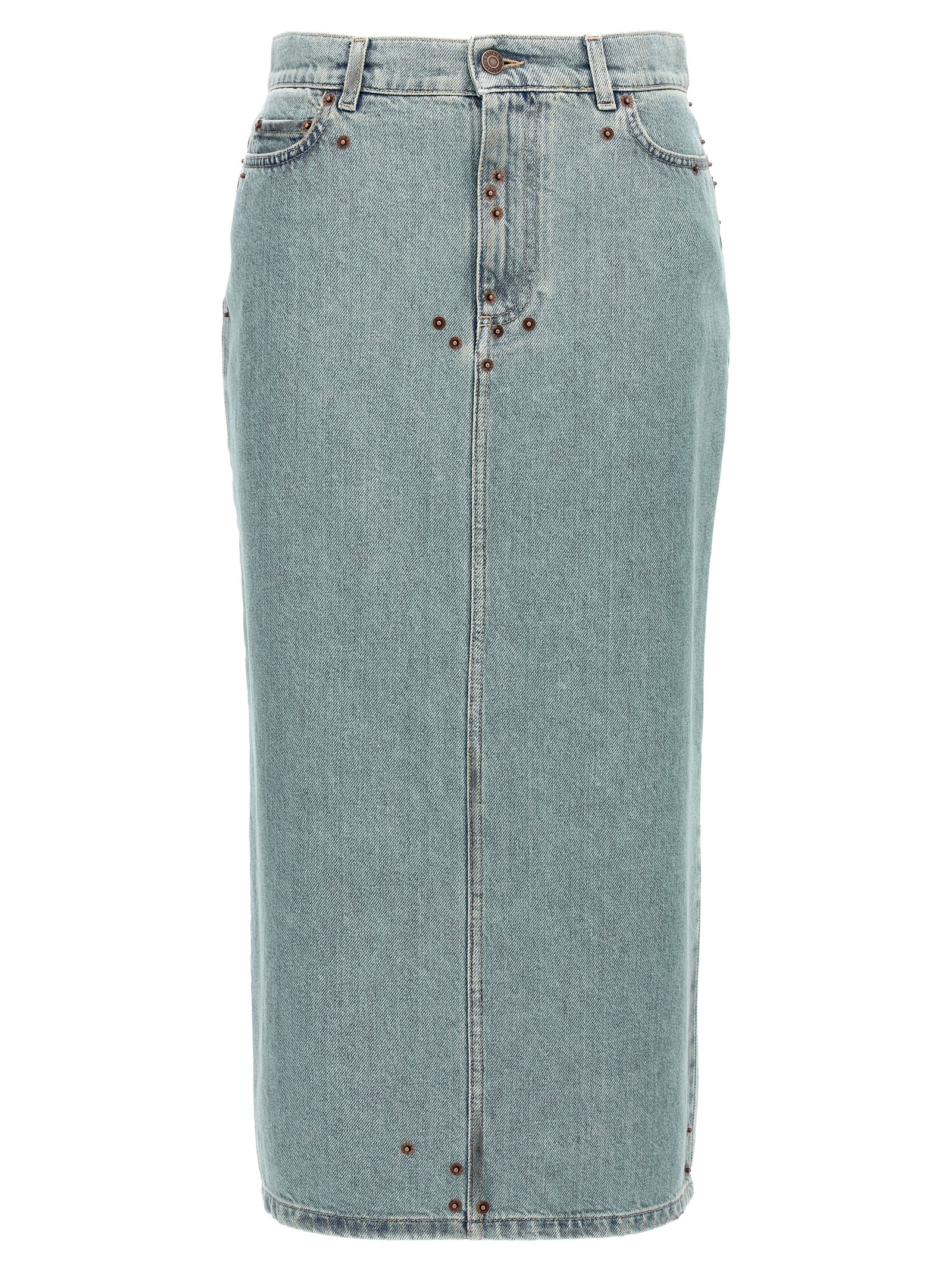 Blue Cotton Midi Skirt