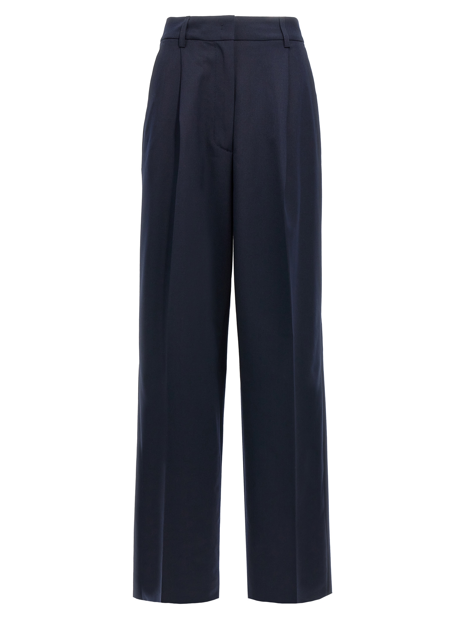 Blue Polyester Casual Pants