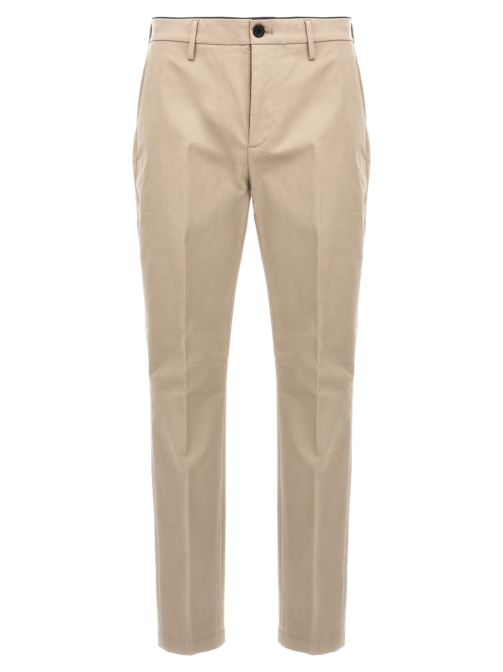 Beige Cotton Casual Pants