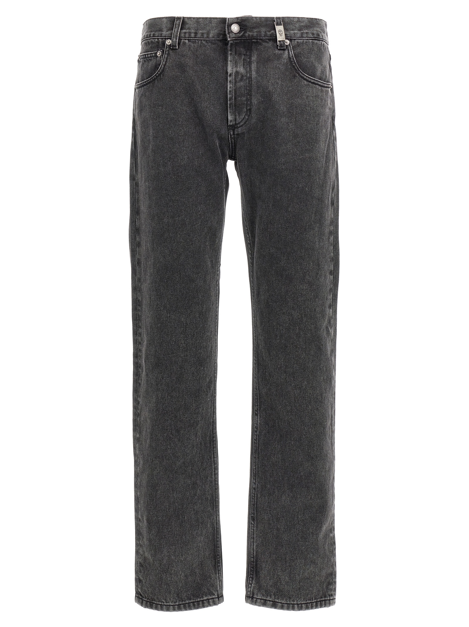 Black Cotton Straight-Leg Jeans