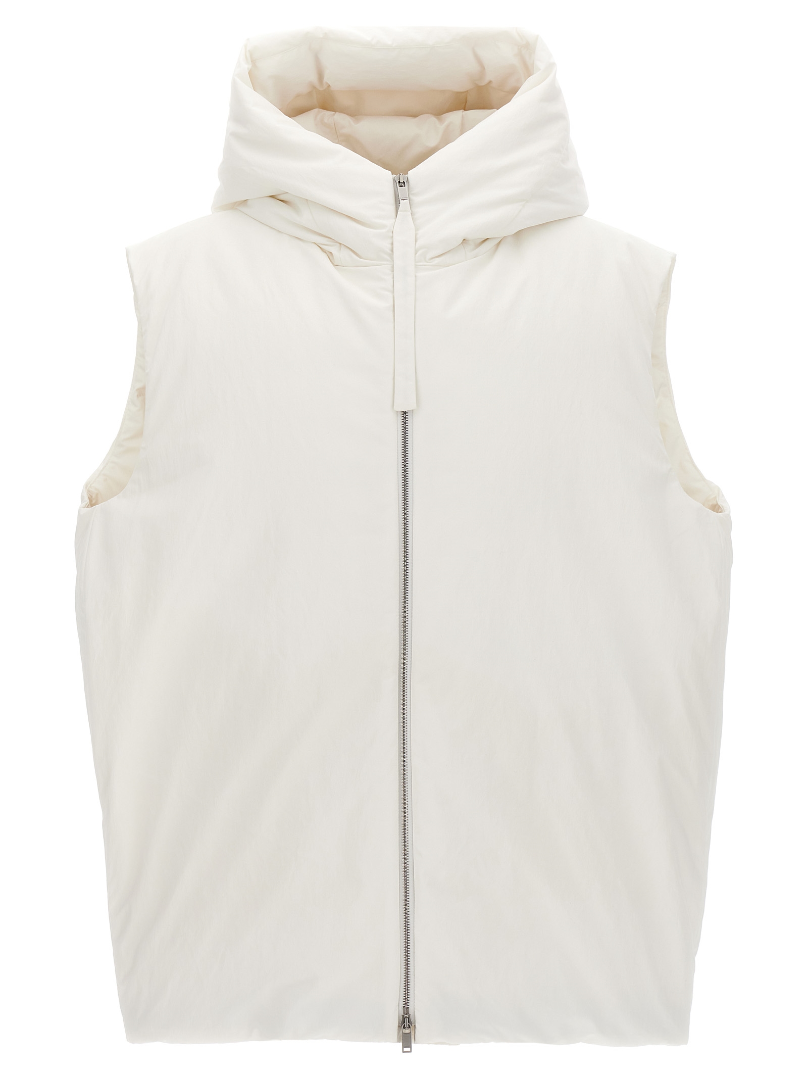 White Polyester Sleeveless Jacket