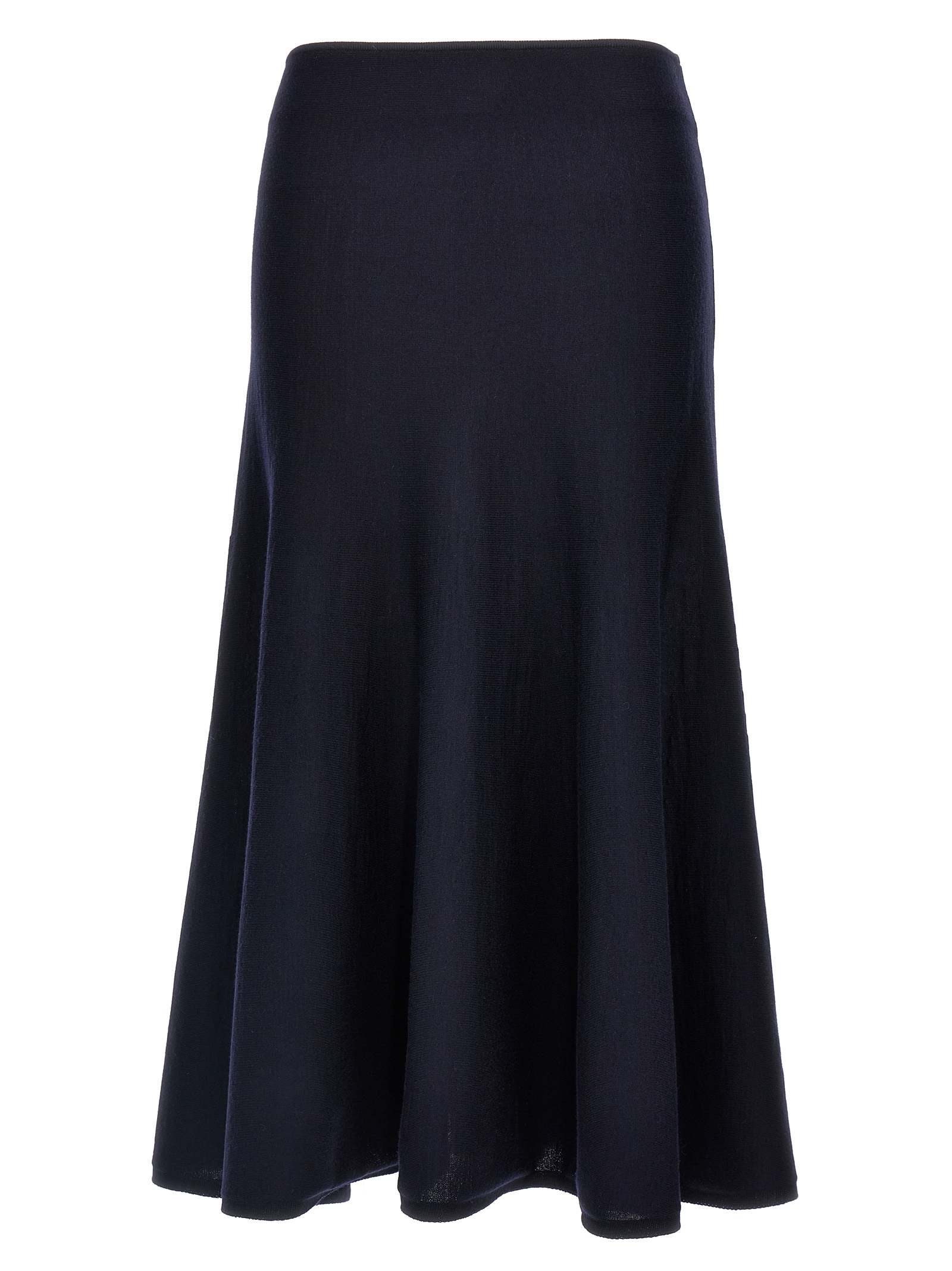 Blue Wool Midi Skirt