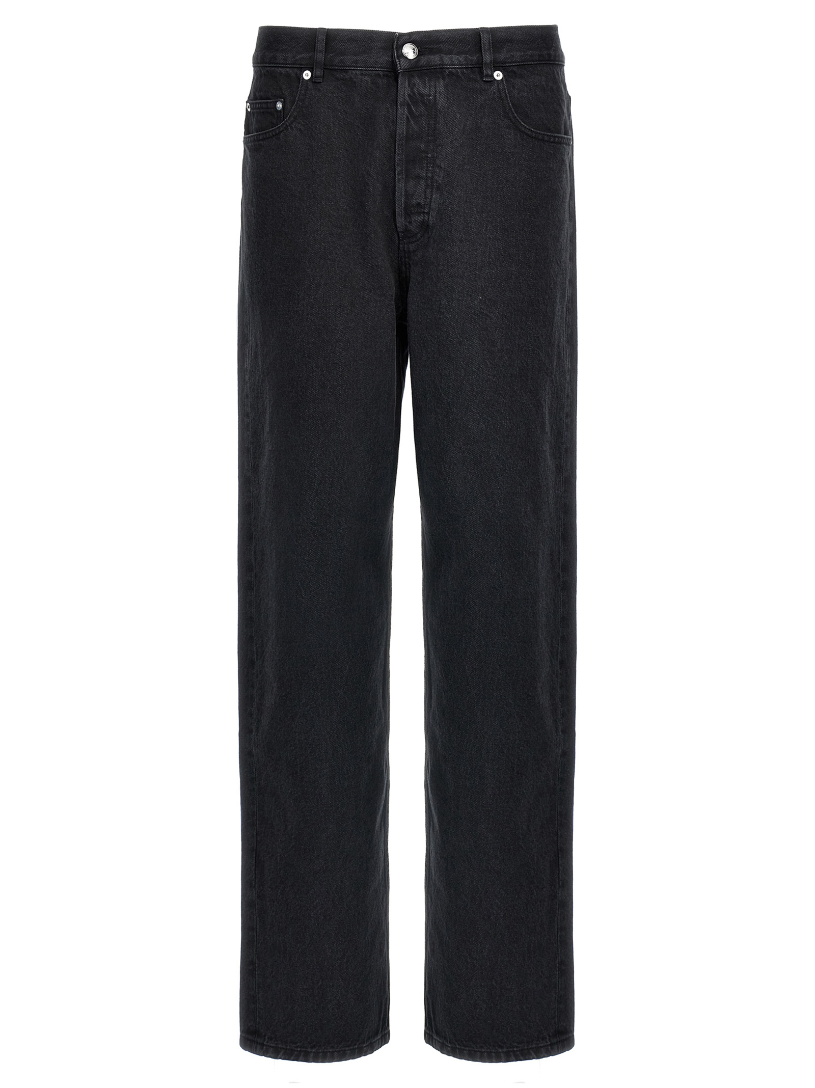 Black Cotton Straight-Leg Jeans