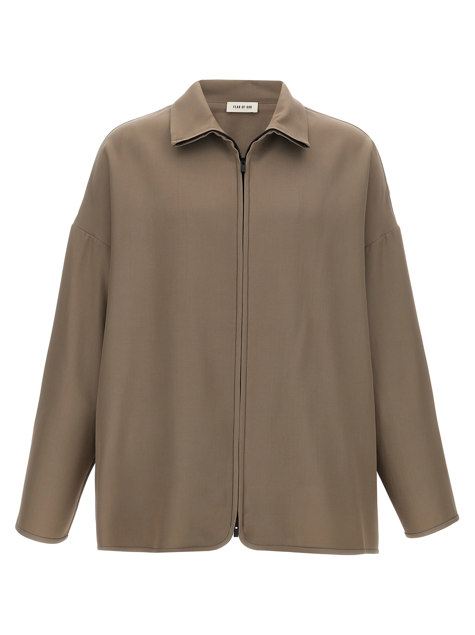 Beige Virgin Wool Full-Length Jacket
