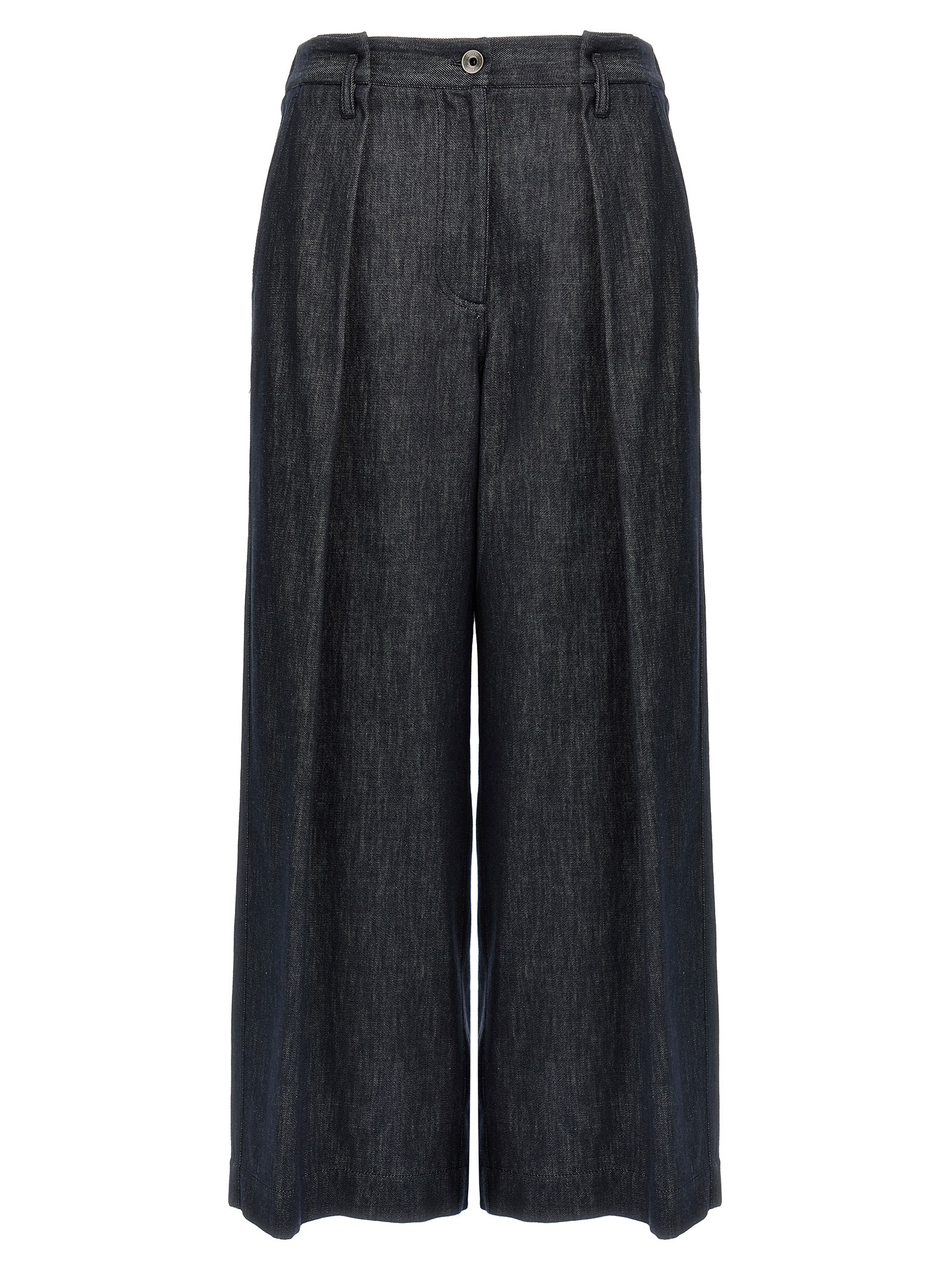 Blue Cotton Casual Pants