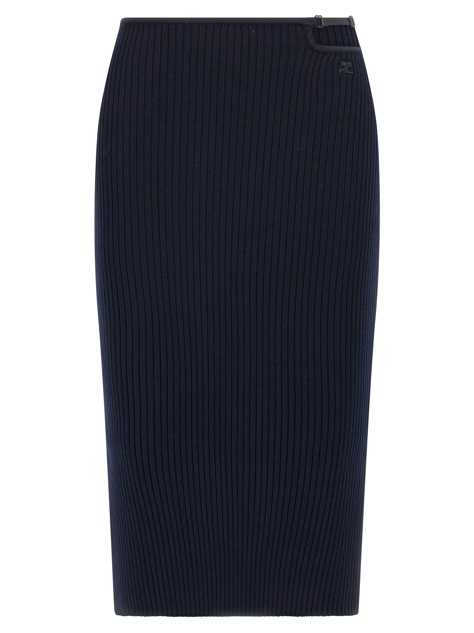 Blue Viscose Midi Skirt