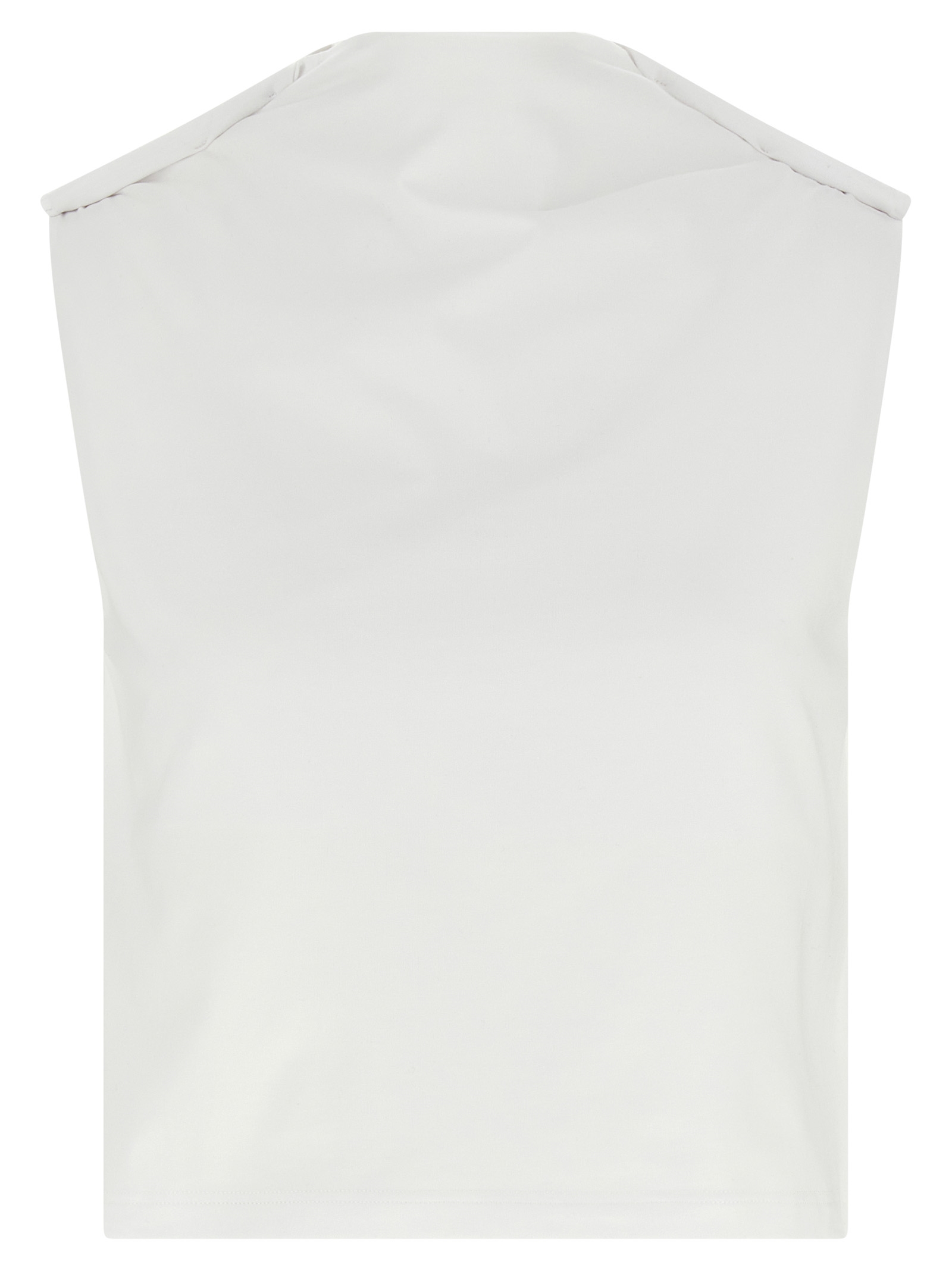 White Cotton Sleeveles T-Shirt