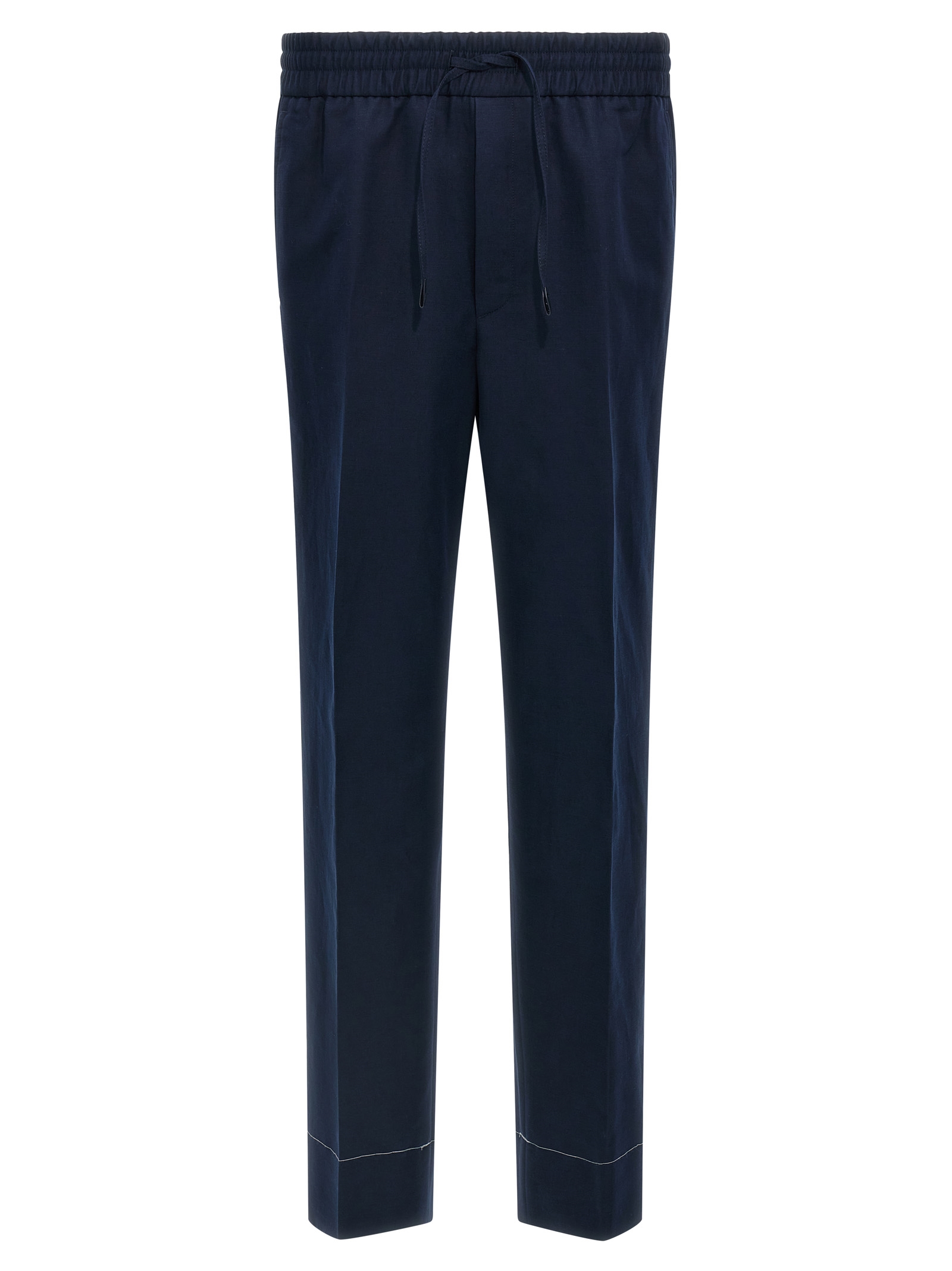 Blue Linen Casual Pants
