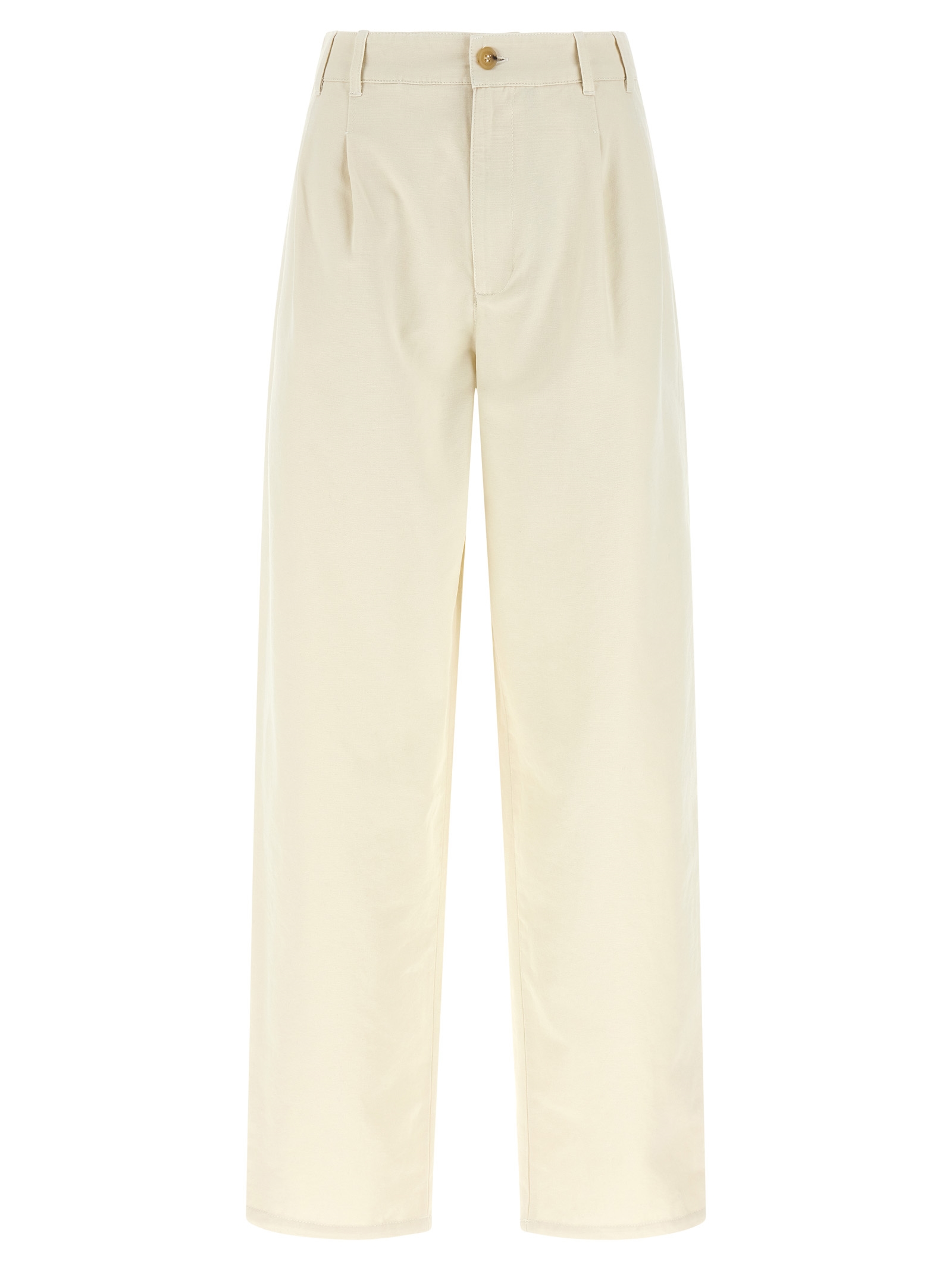 Beige Cotton Casual Pants