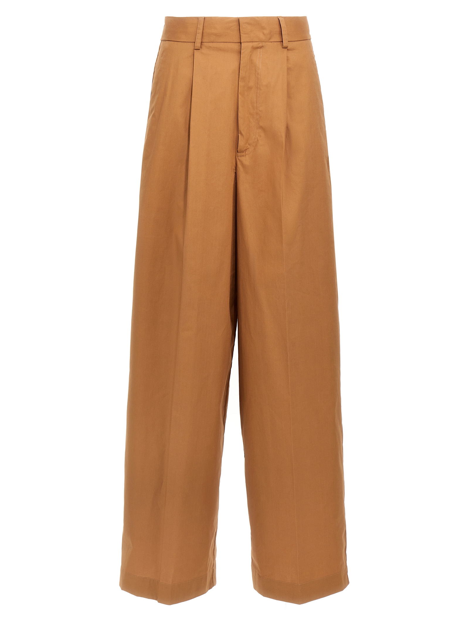 Brown Cotton Casual Pants