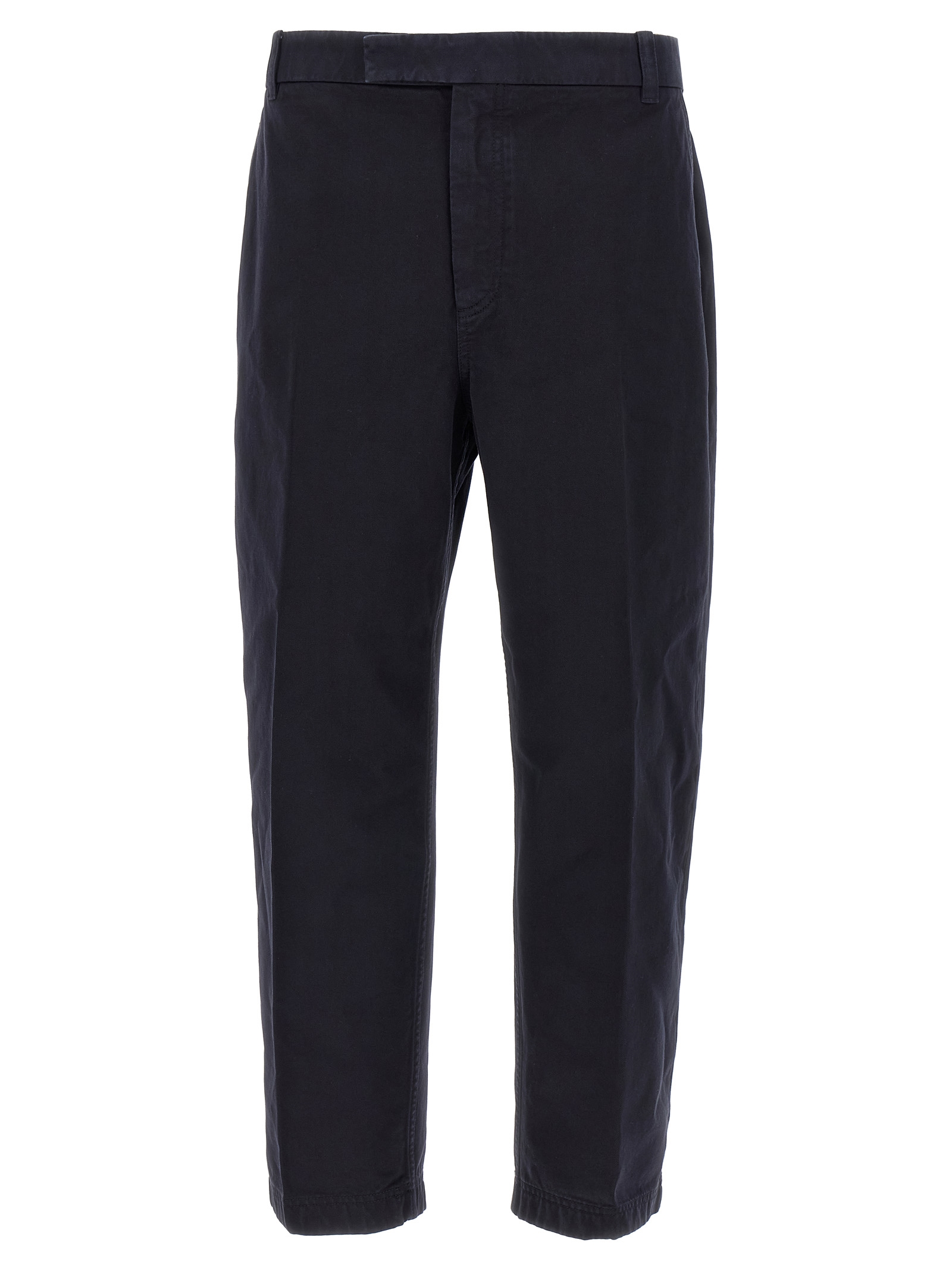 Blue Cotton Casual Pants