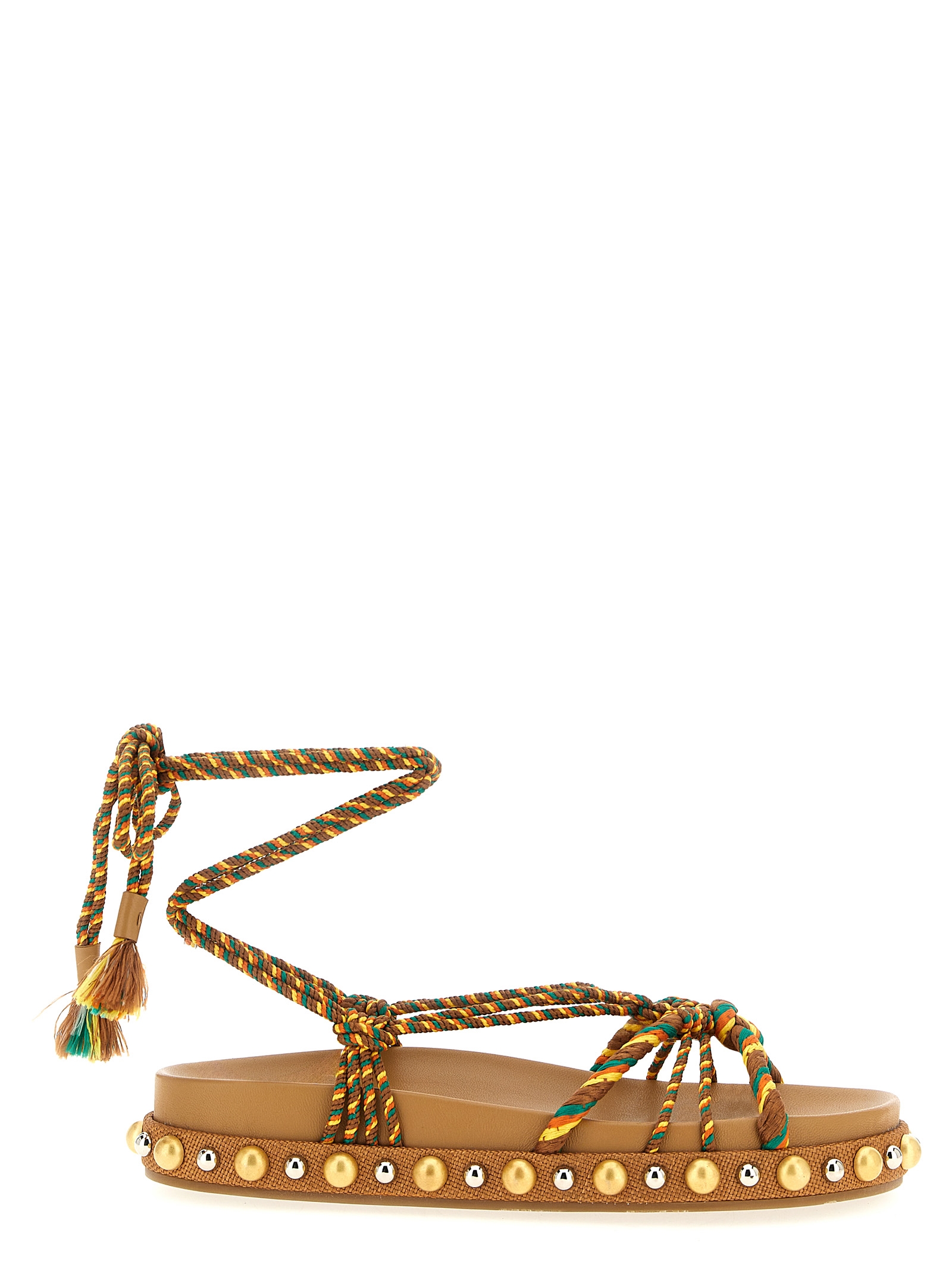 Multicolor Jute Flat Sandals