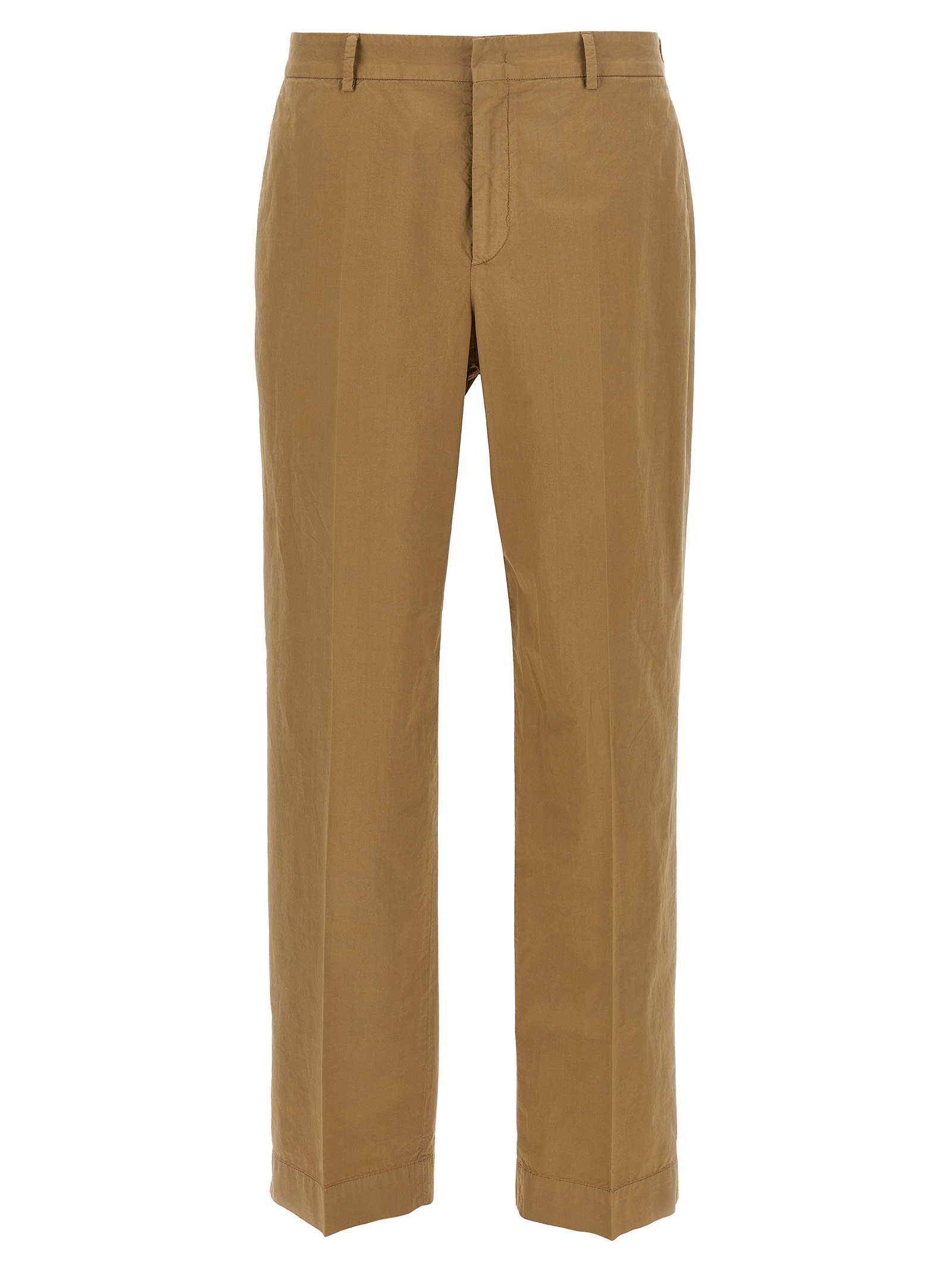 Beige Cotton Casual Pants