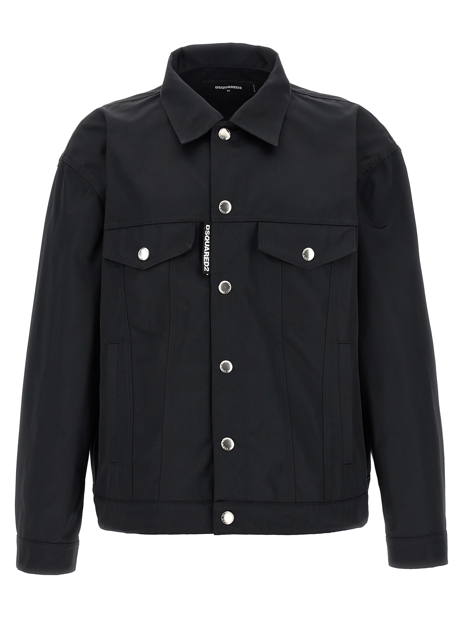 Black Polyester Full-Length Jacket