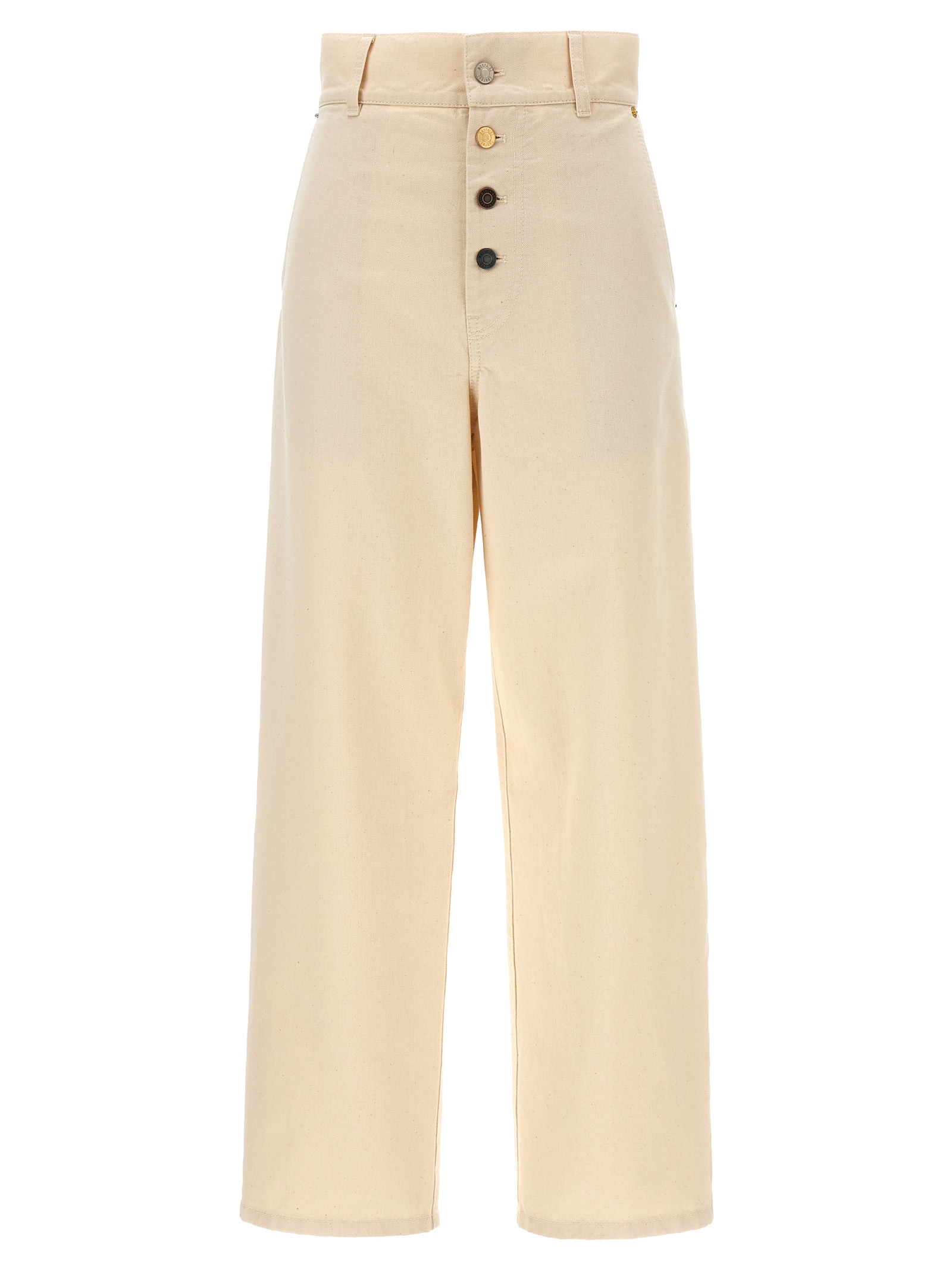 Beige Cotton Casual Pants