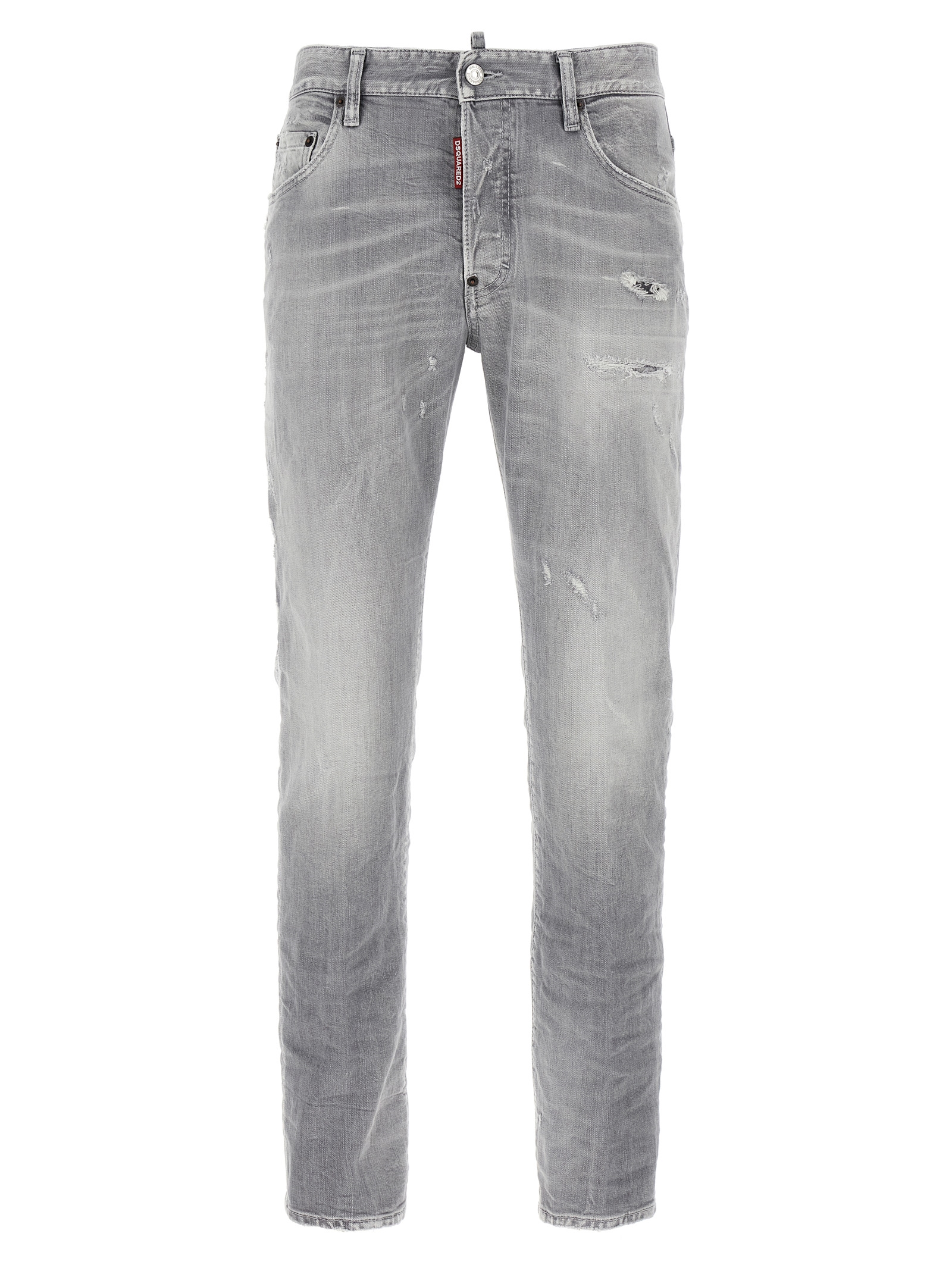Gray Cotton Relaxed Fit Jeans