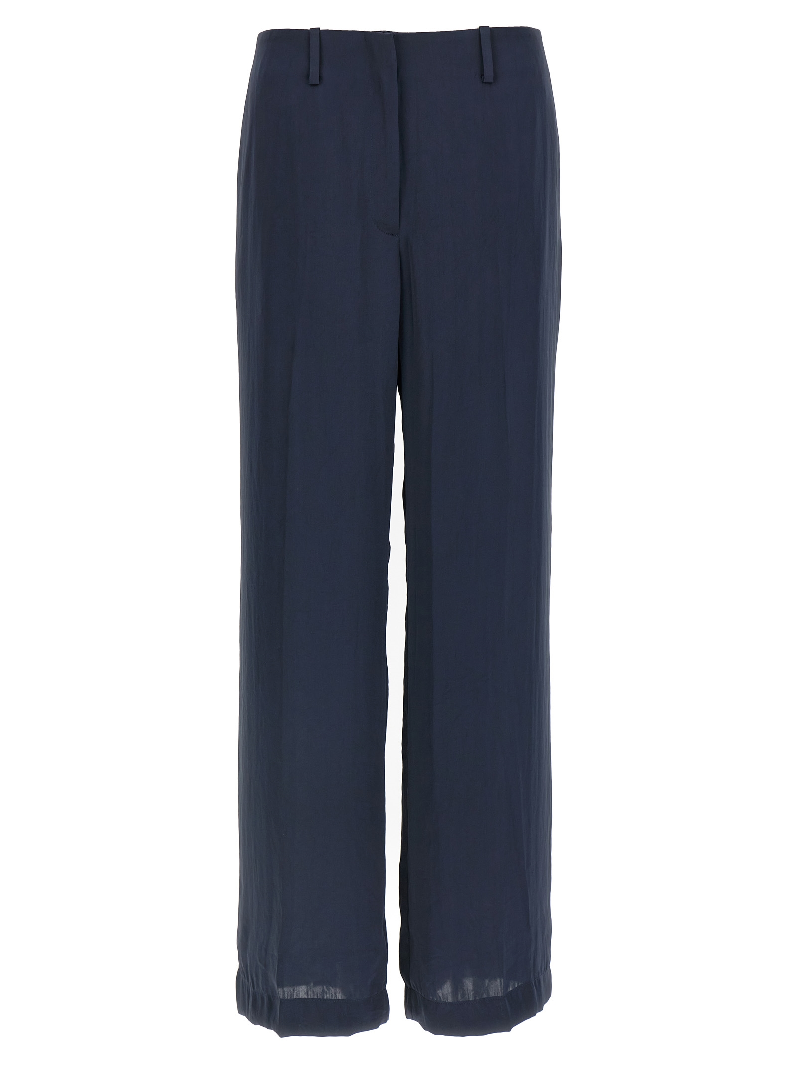 Blue Polyester Casual Pants