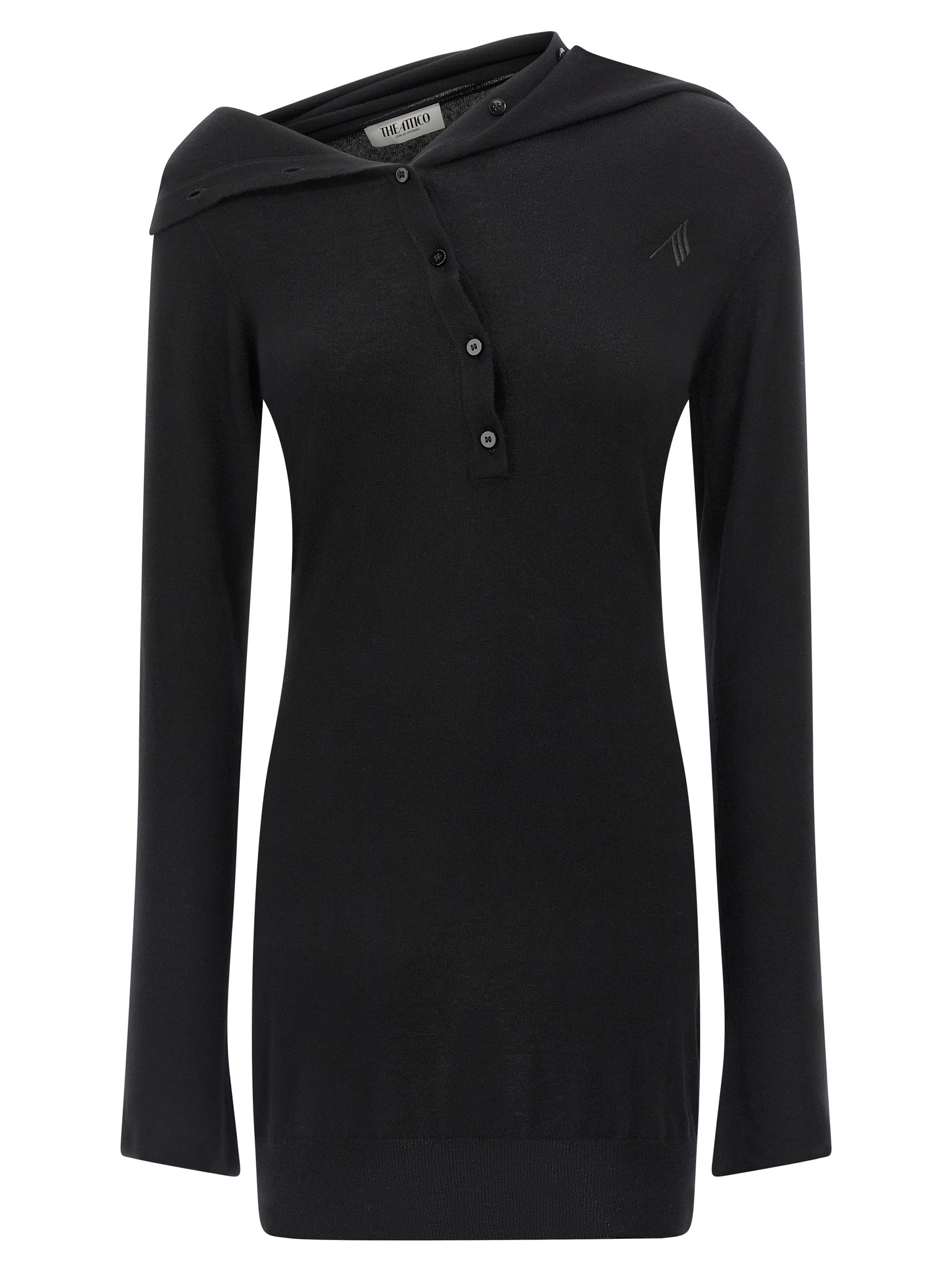 Black Virgin Wool Short Dress