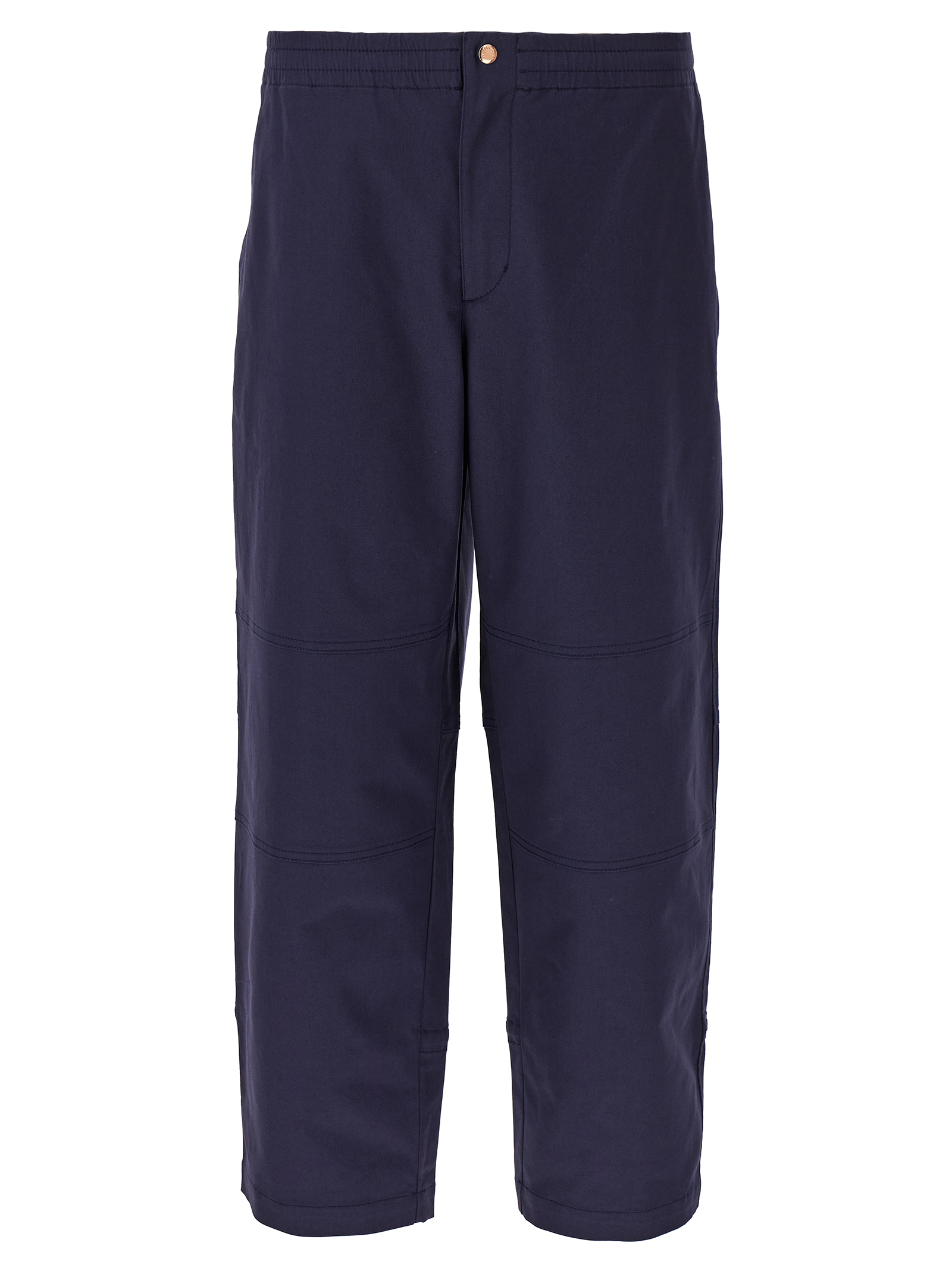 Blue Cotton Casual Pants
