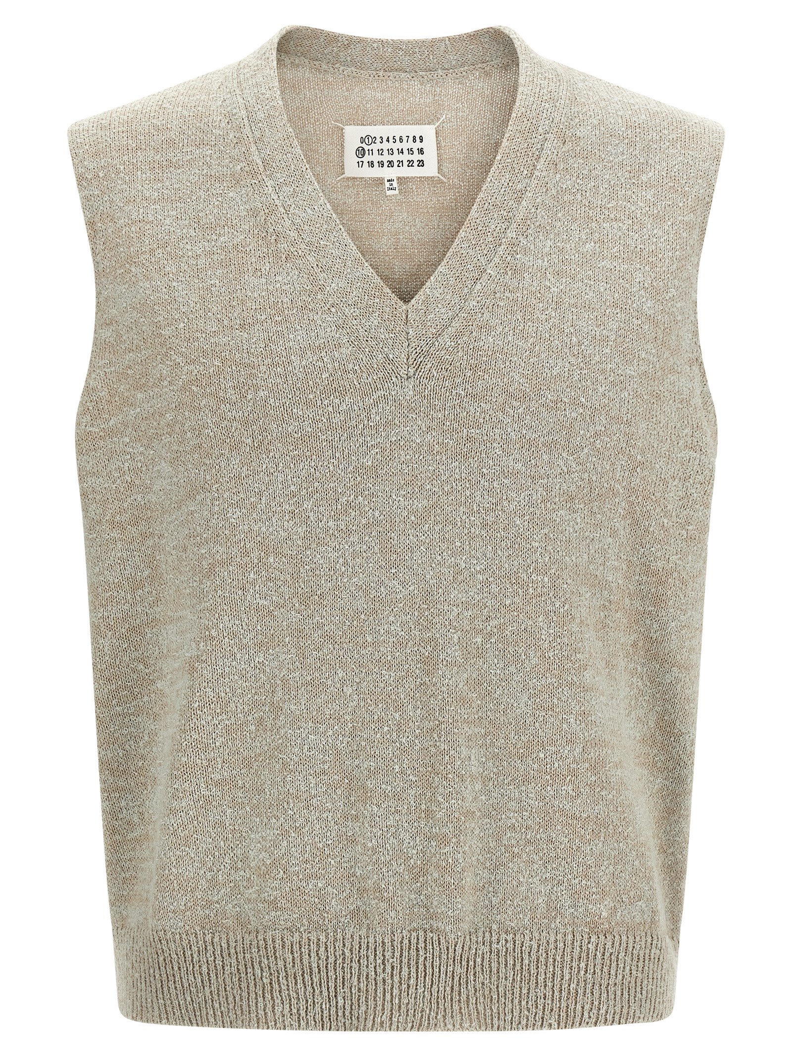 Maison Margiela Beige Cotton Sleeveles Men's Sweater