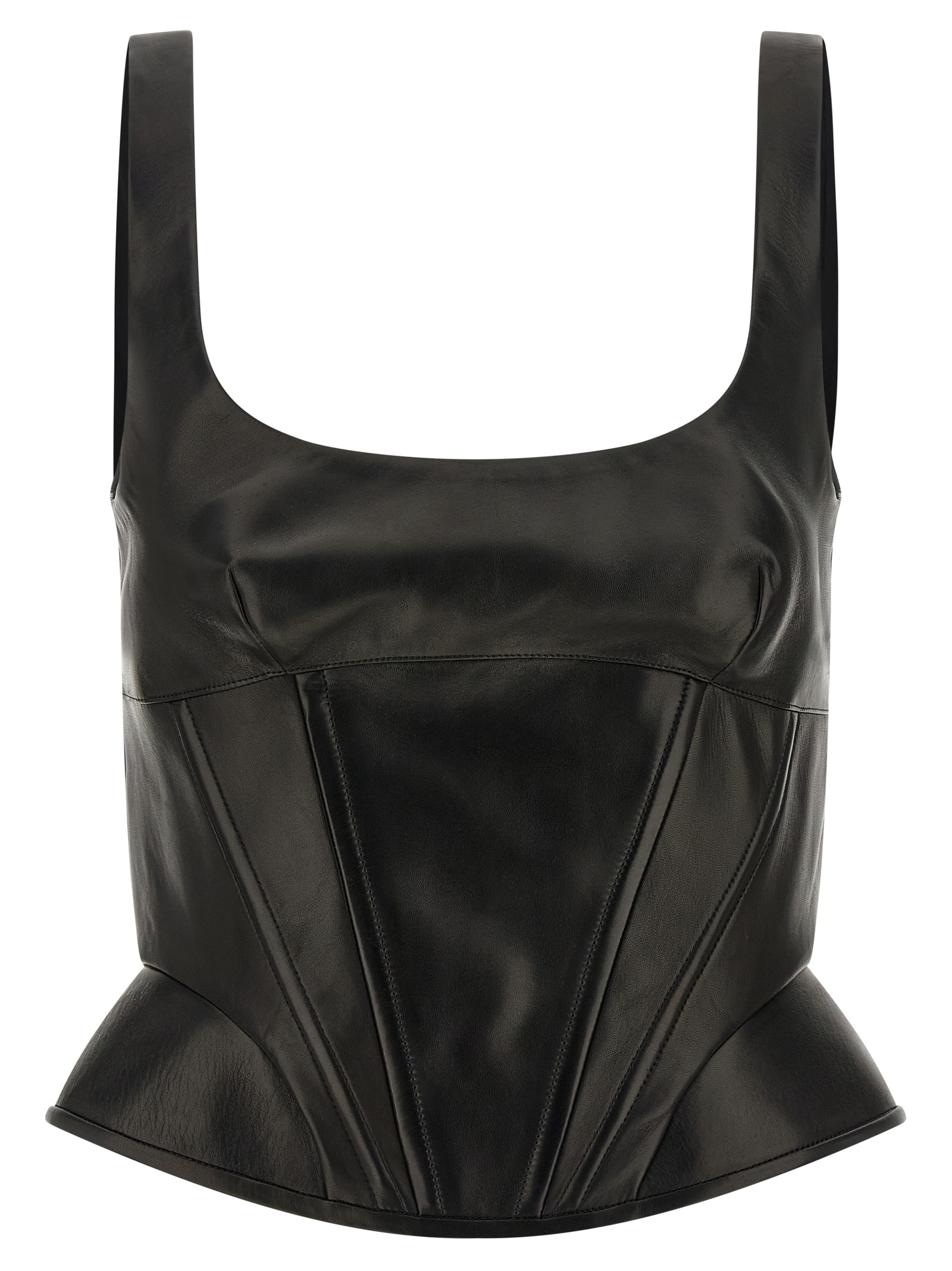 Black Lamb Leather Tank Tops