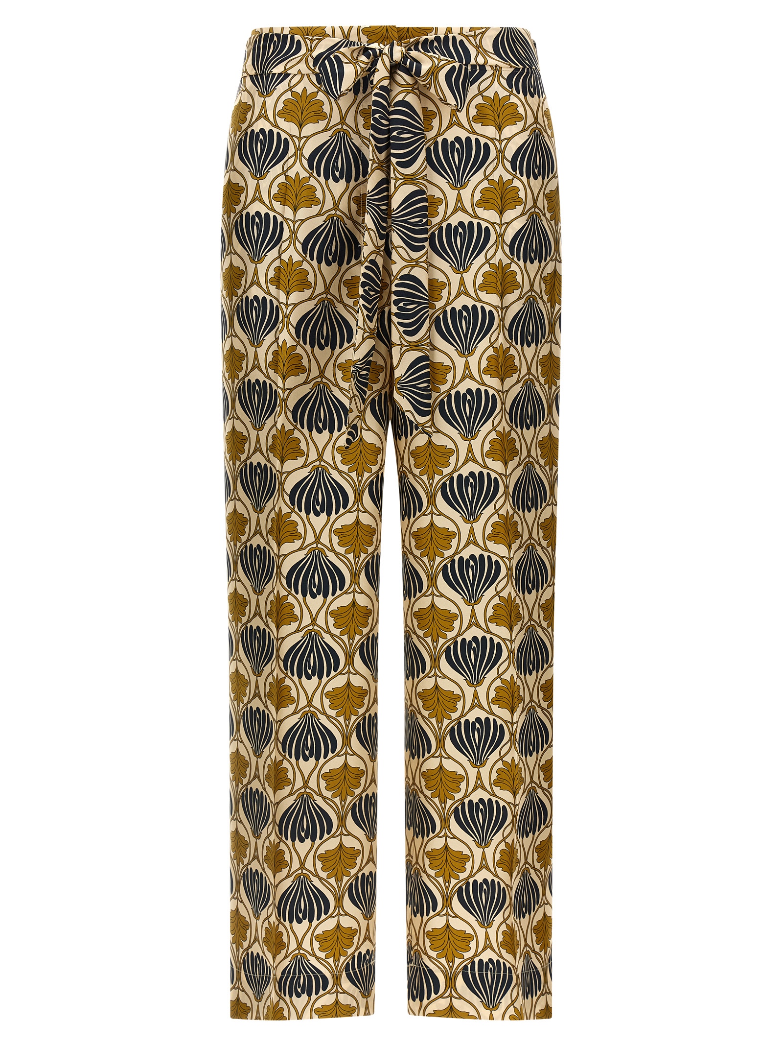Bicolor Silk Casual Pants
