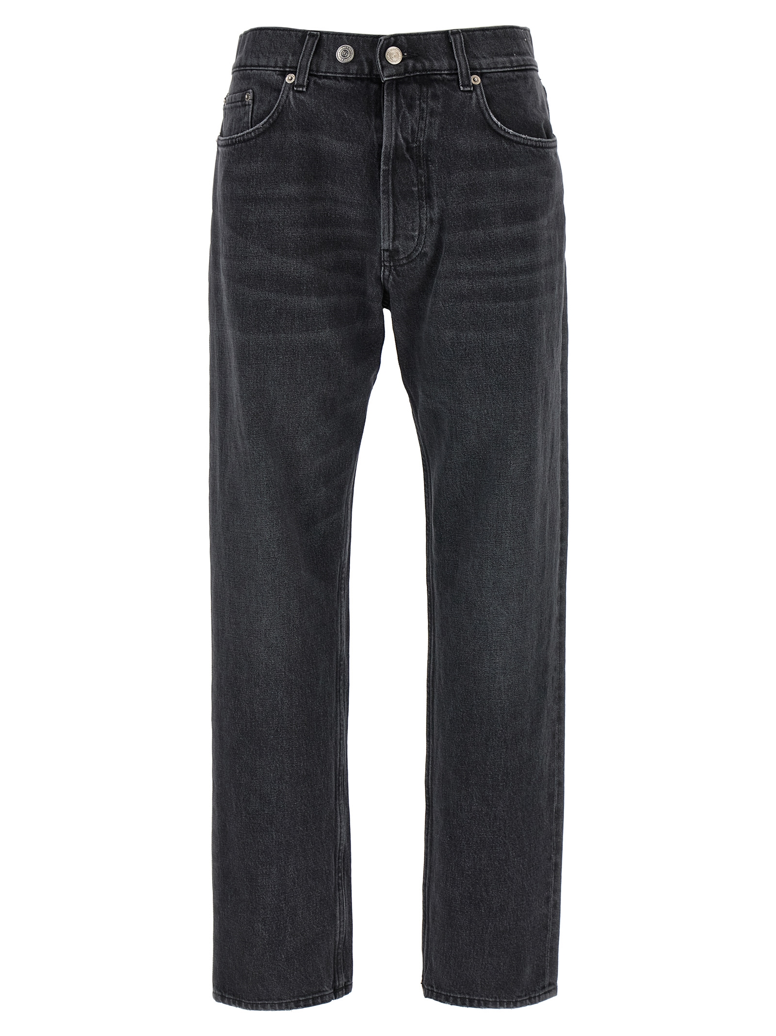Black Cotton Straight-Leg Jeans