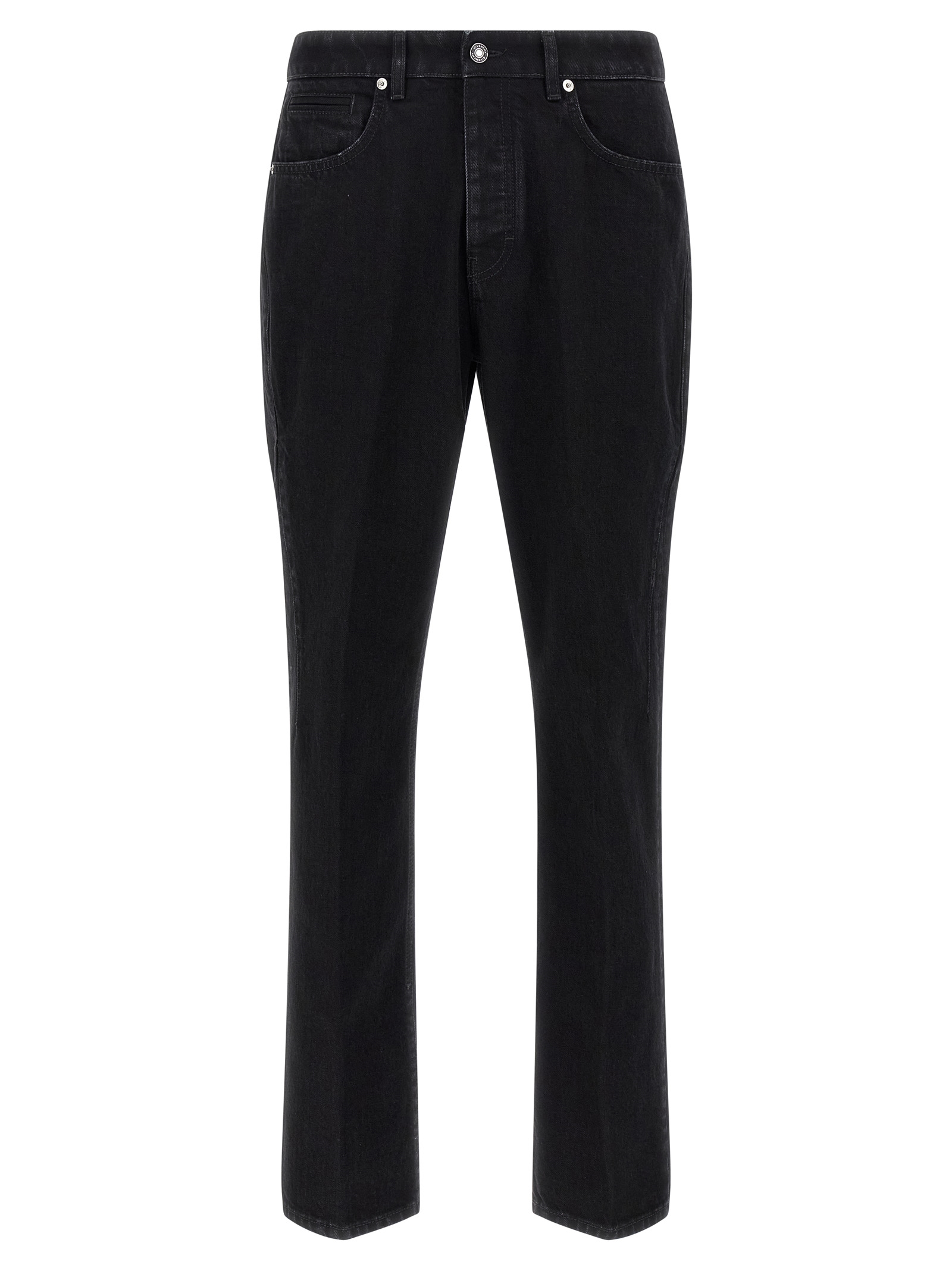 Black Cotton Straight-Leg Jeans