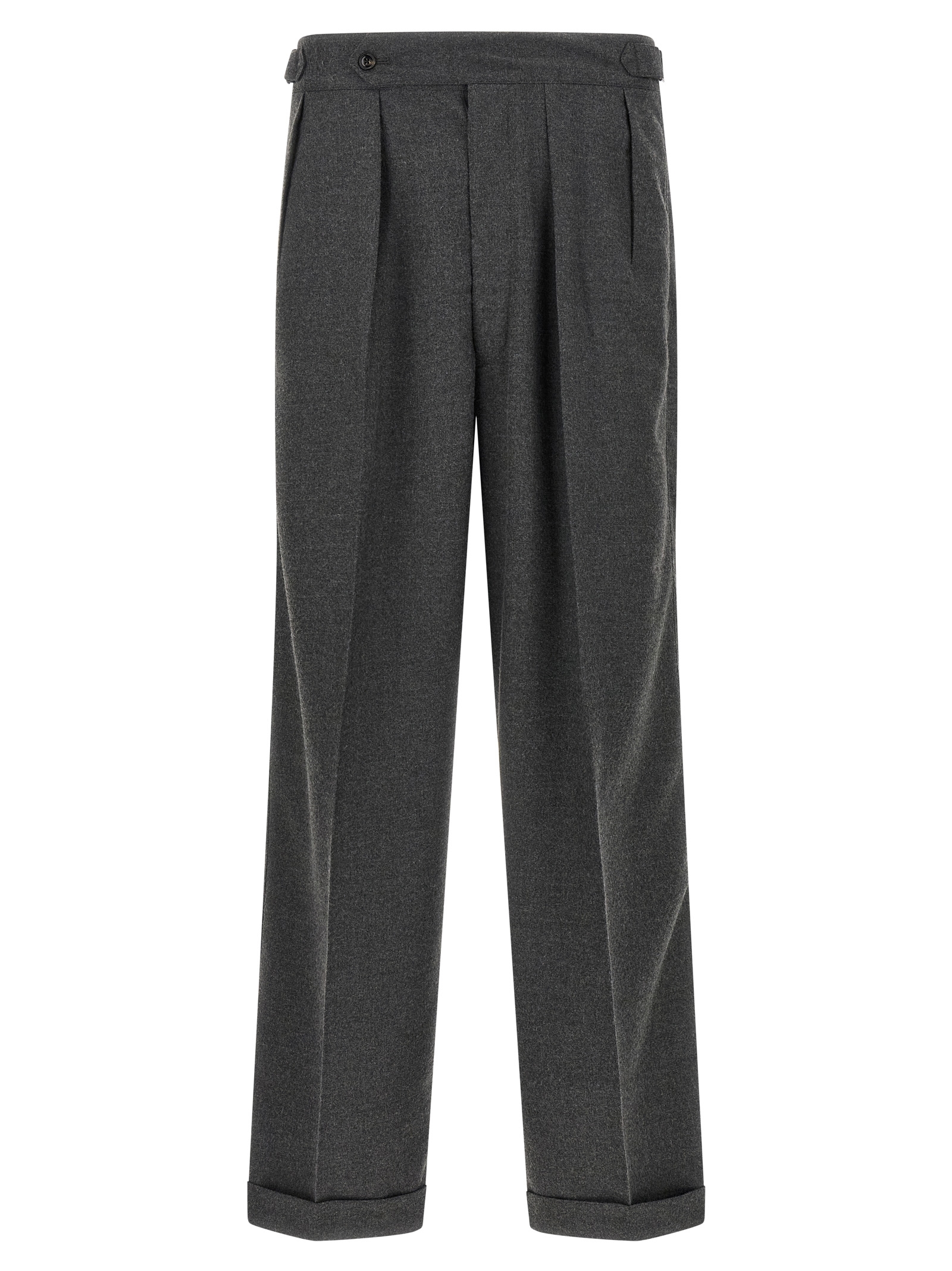 Gray Polyester Casual Pants