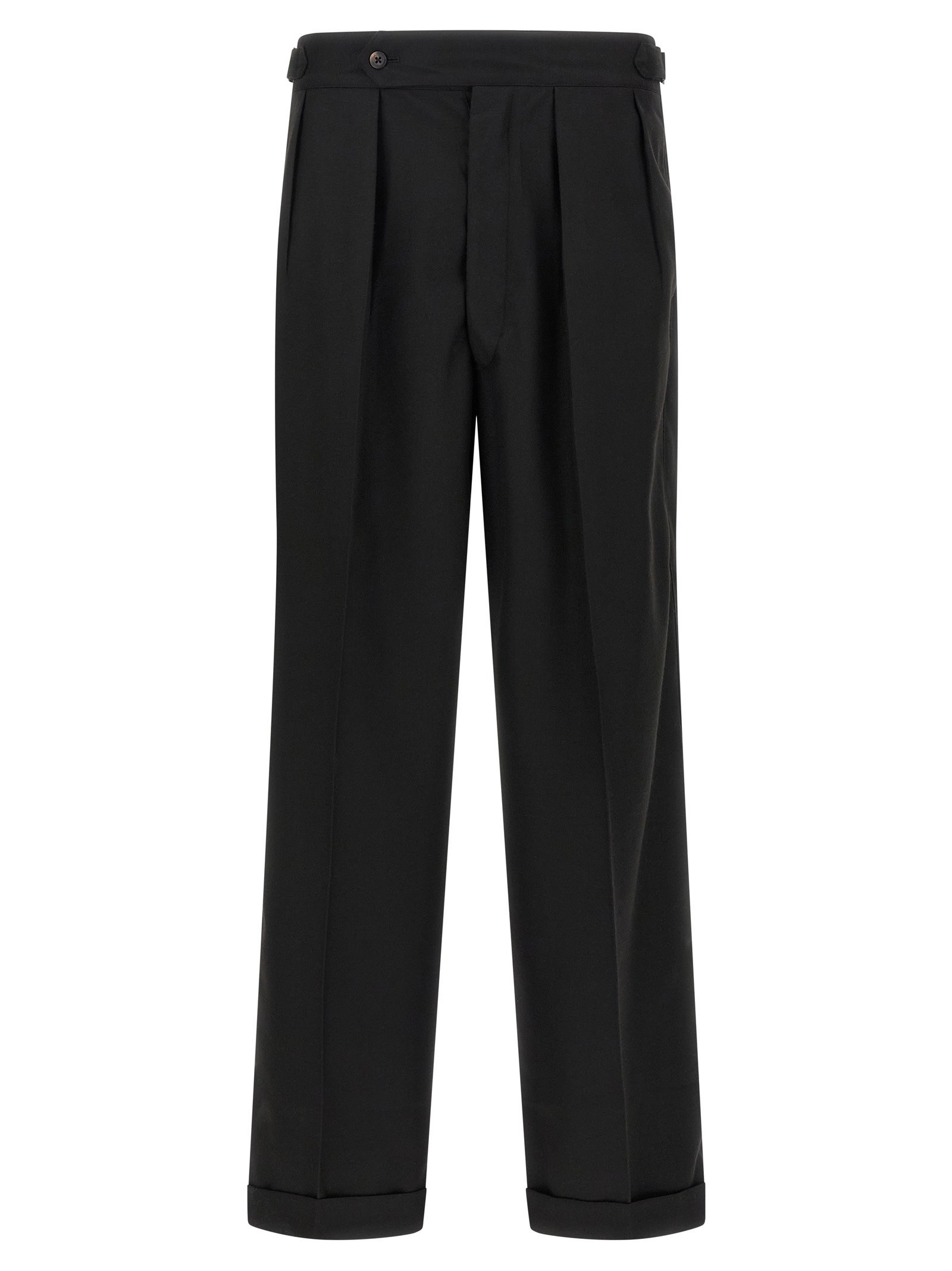 Black Polyester Casual Pants