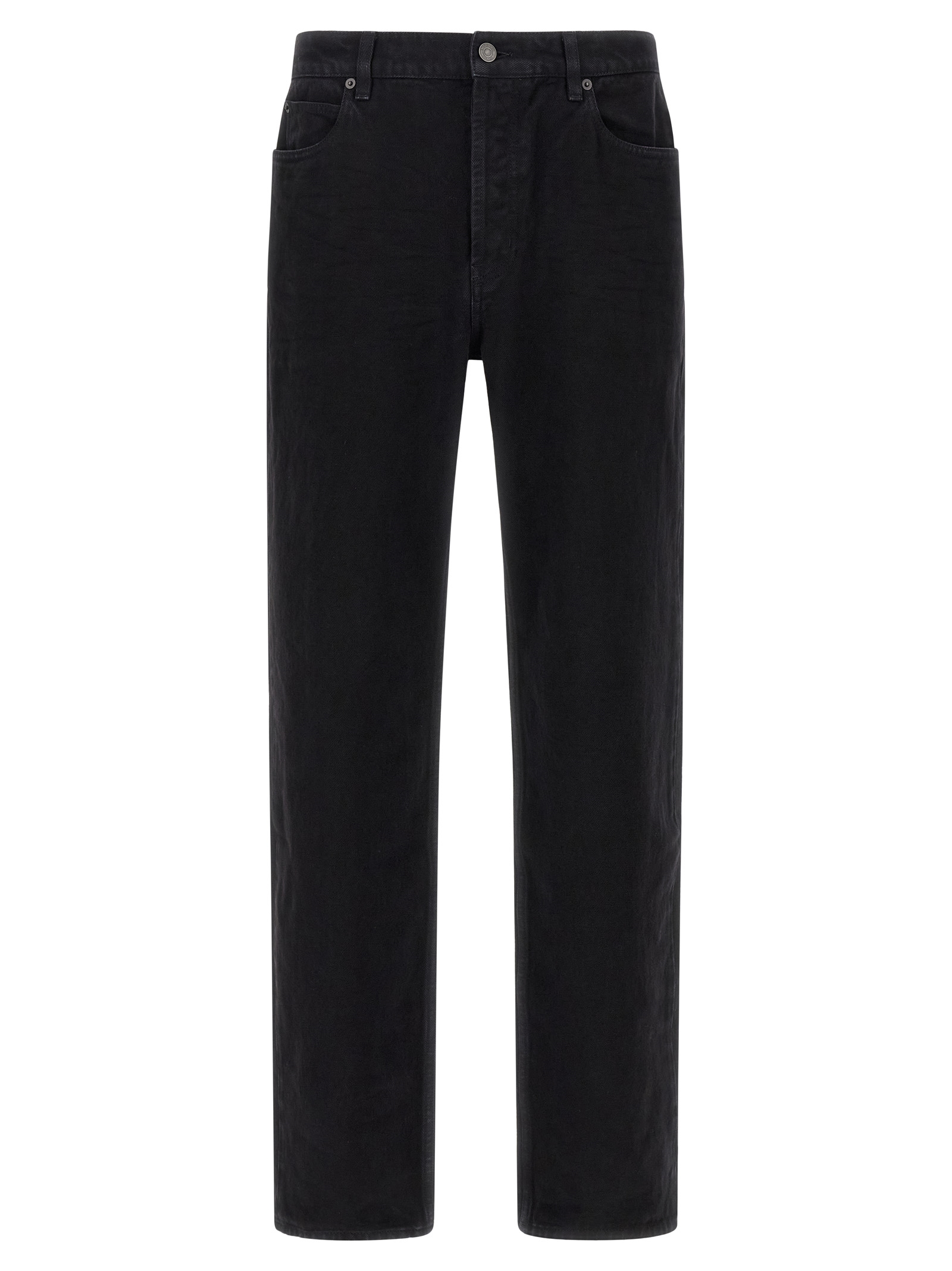 Black Cotton Straight-Leg Jeans