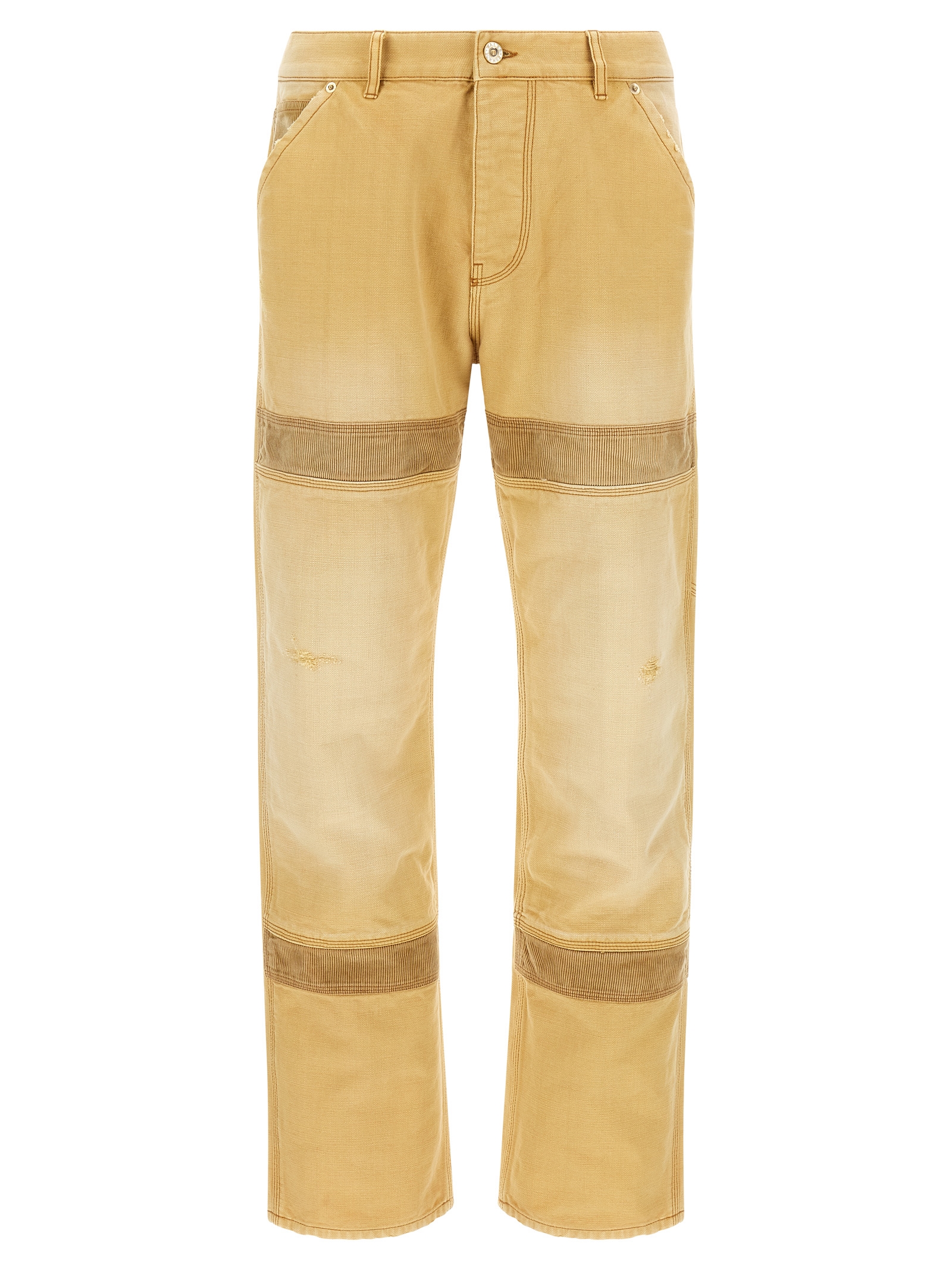 Beige Cotton Casual Pants