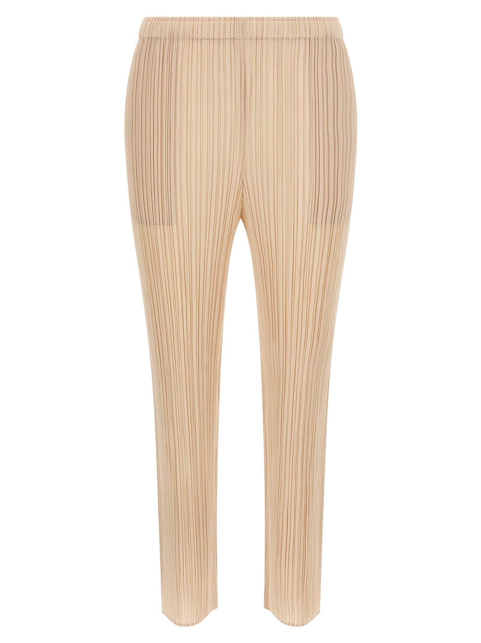 Beige Polyester Casual Pants