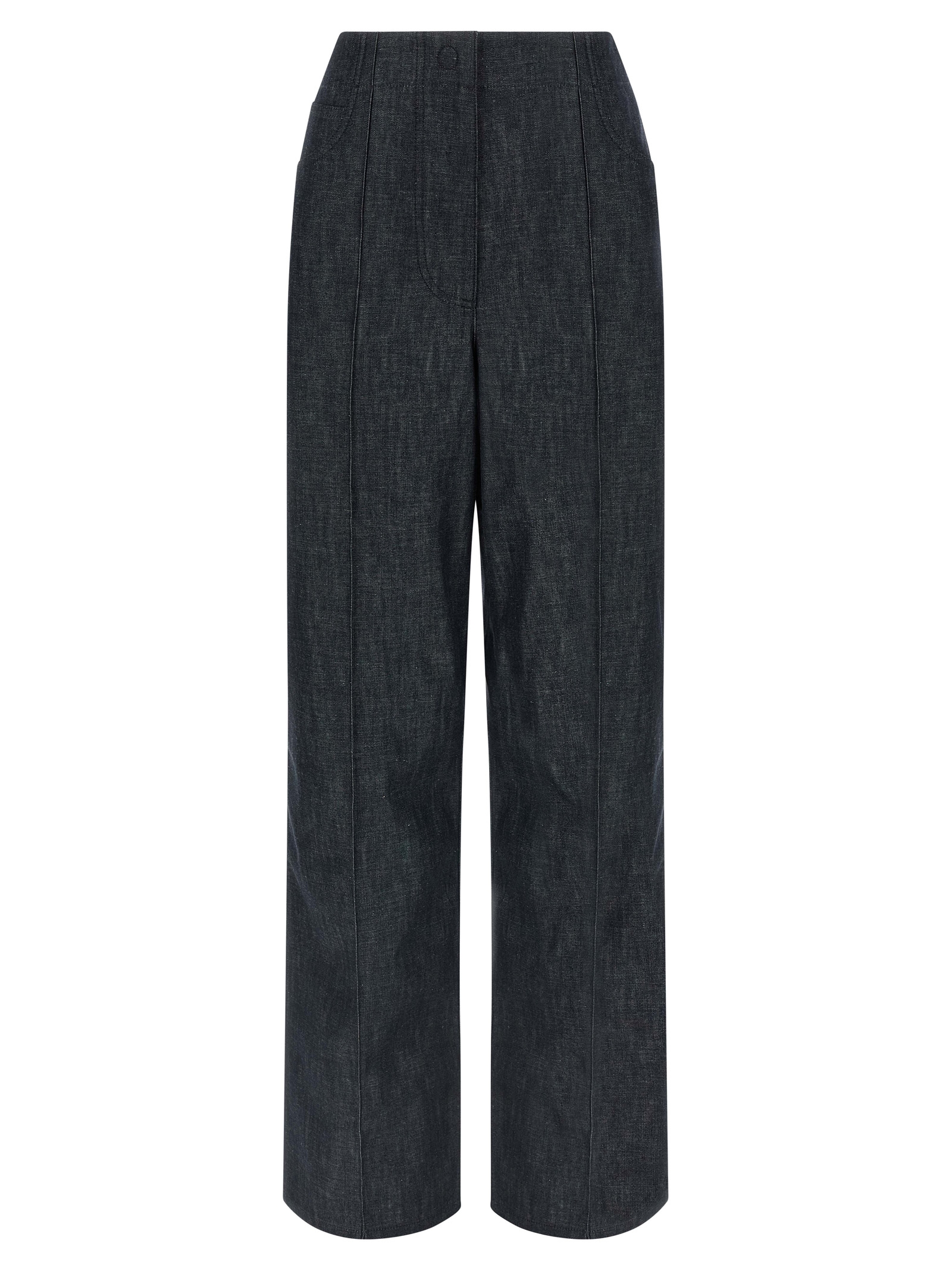 Blue Cotton High-Waisted Jean