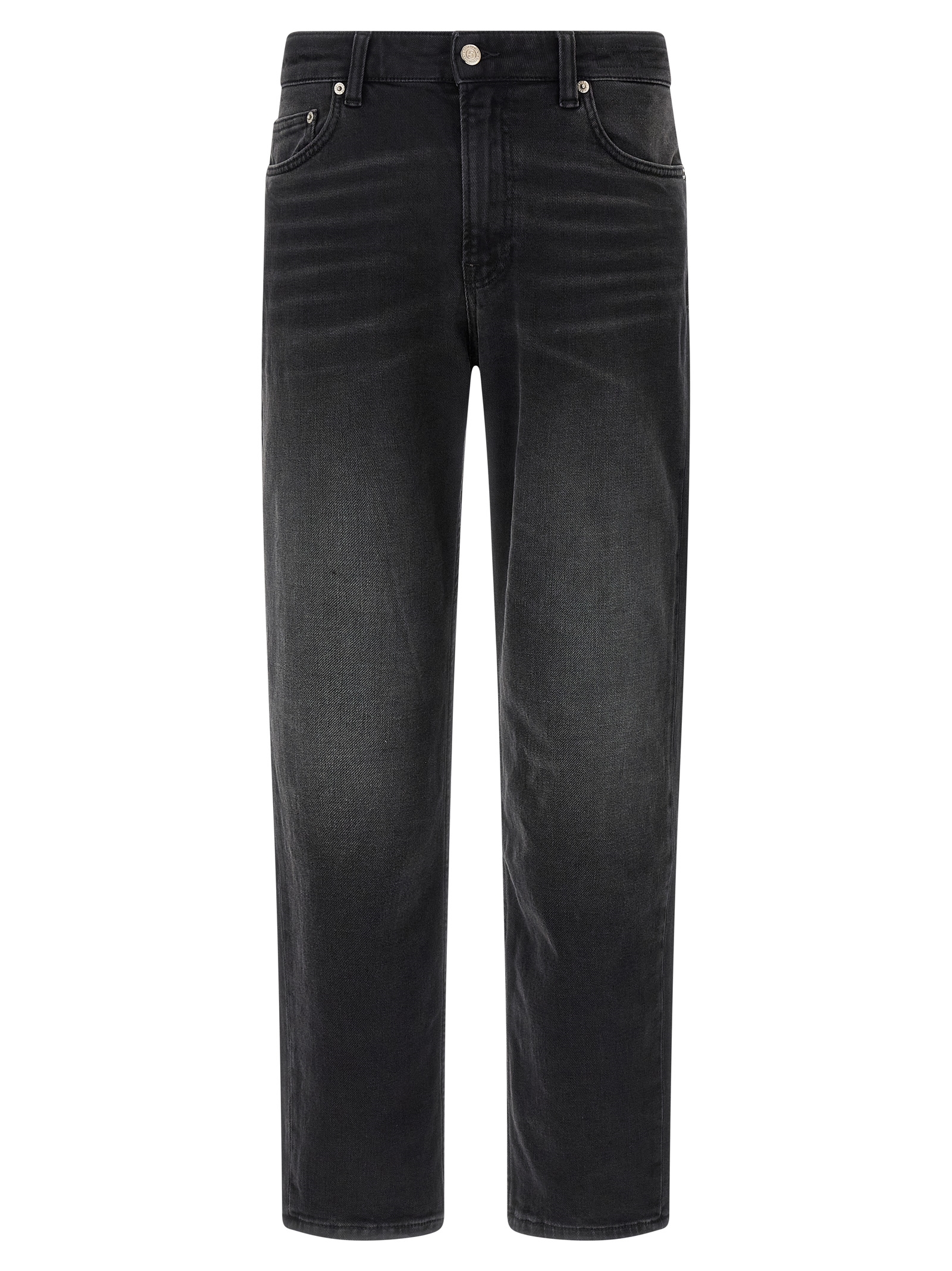 Black Cotton Straight-Leg Jeans