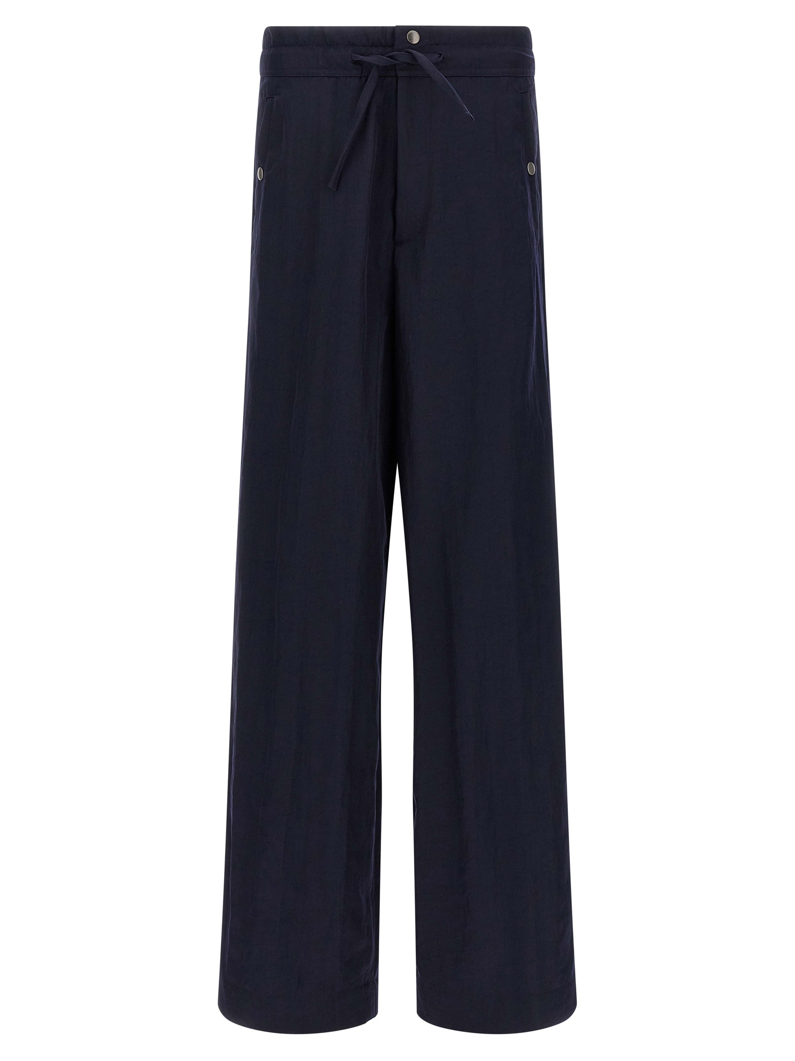 Blue Nylon Casual Pants