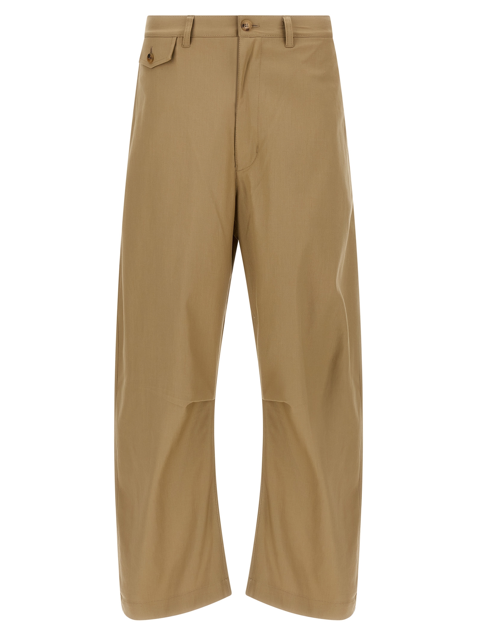 Beige Cotton Casual Pants