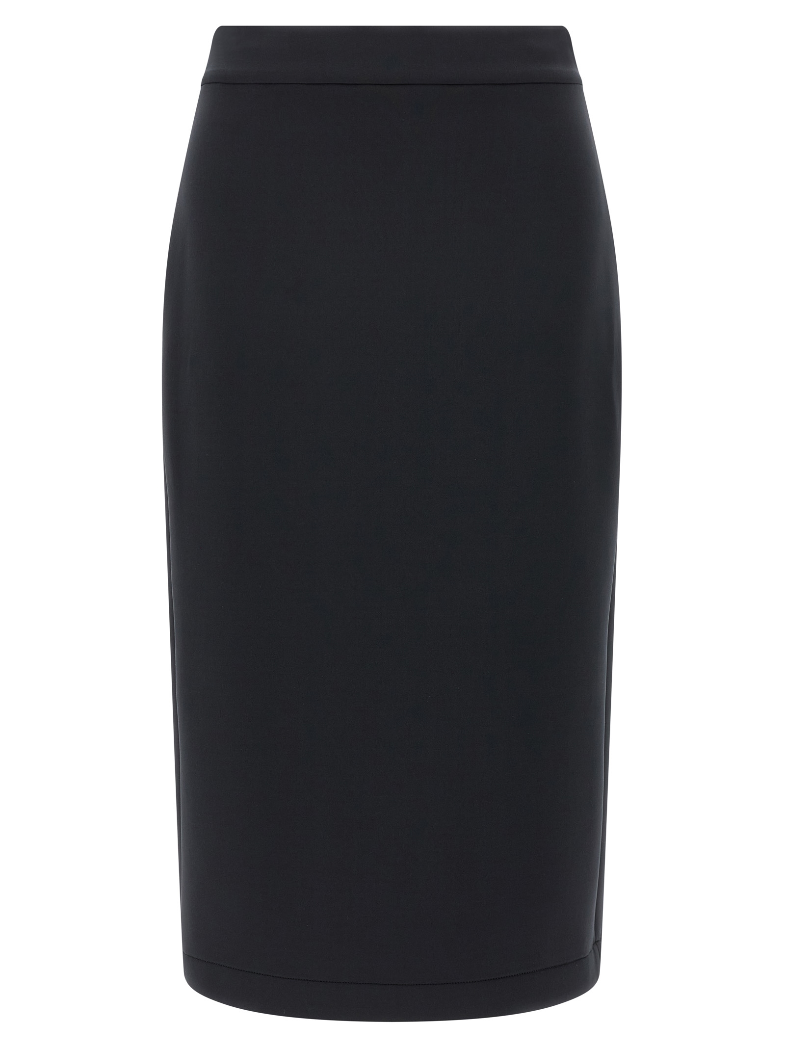 Black Polyester Midi Skirt