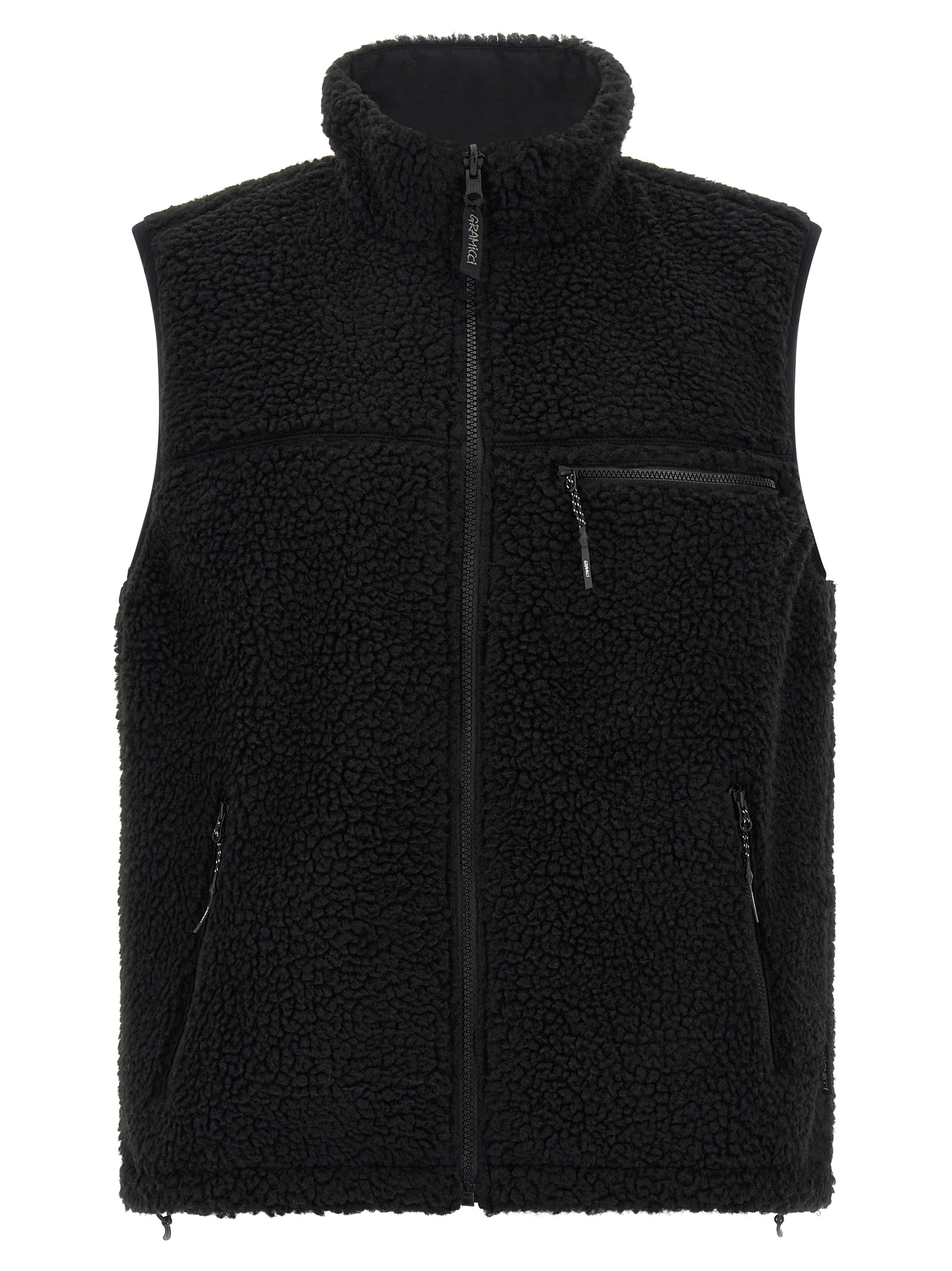 Black Polyester Sleeveless Jacket