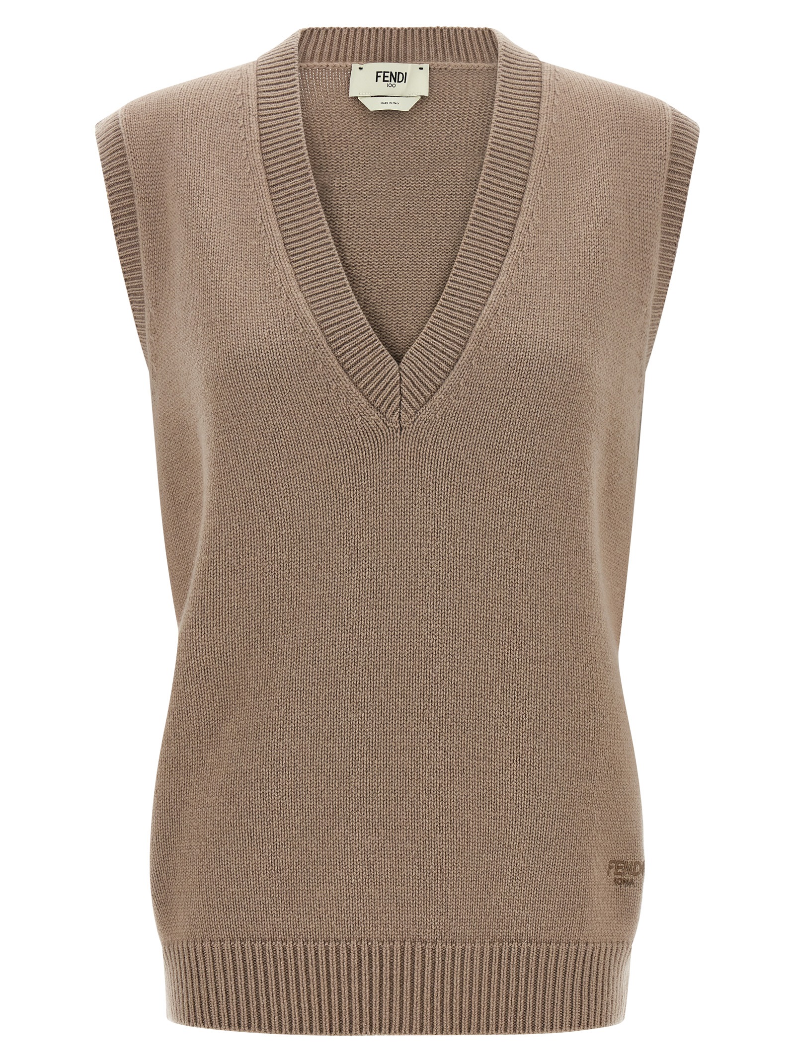 Beige Cashmere Sleeveless Jacket