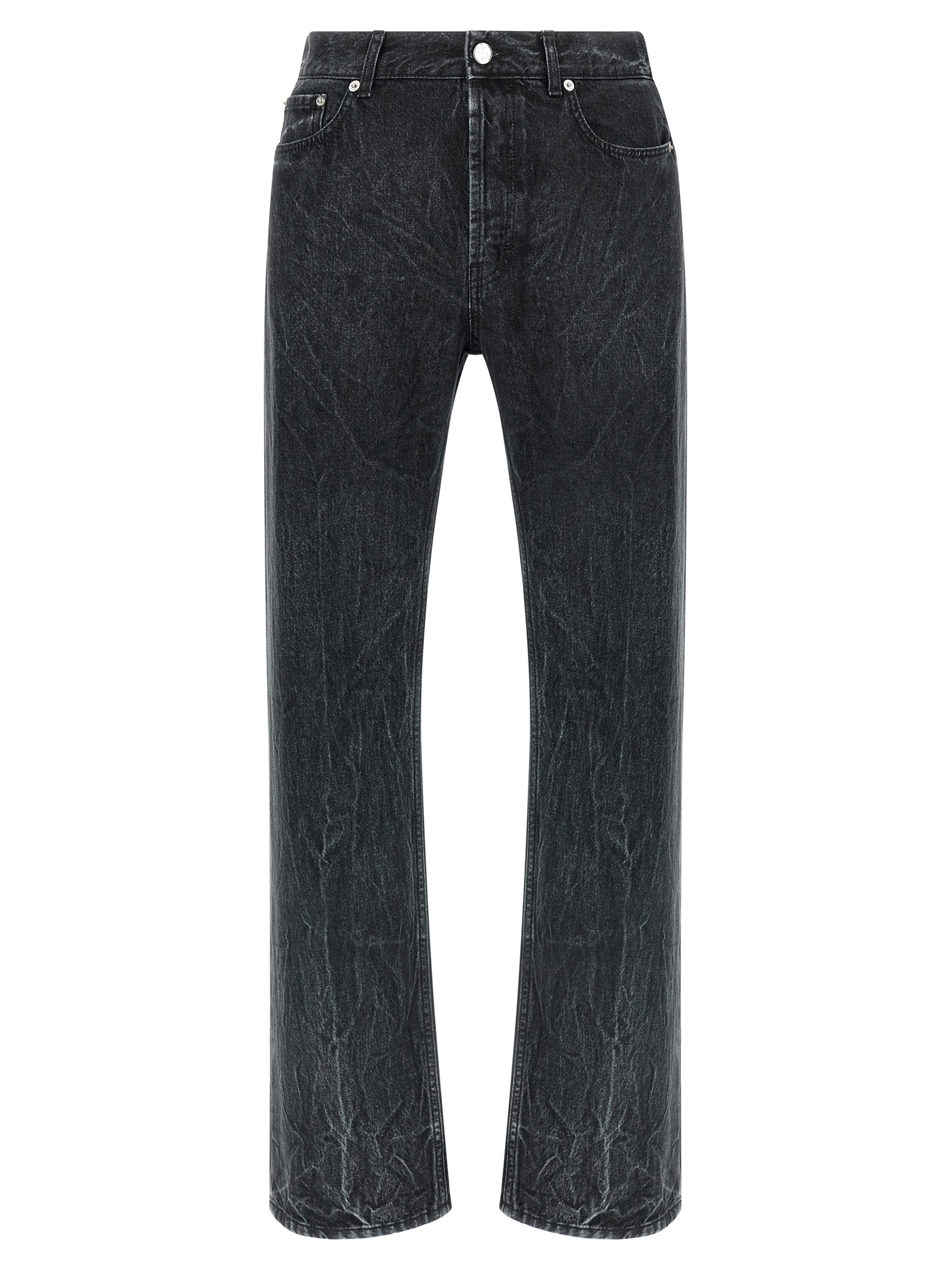 Black Cotton Straight-Leg Jeans