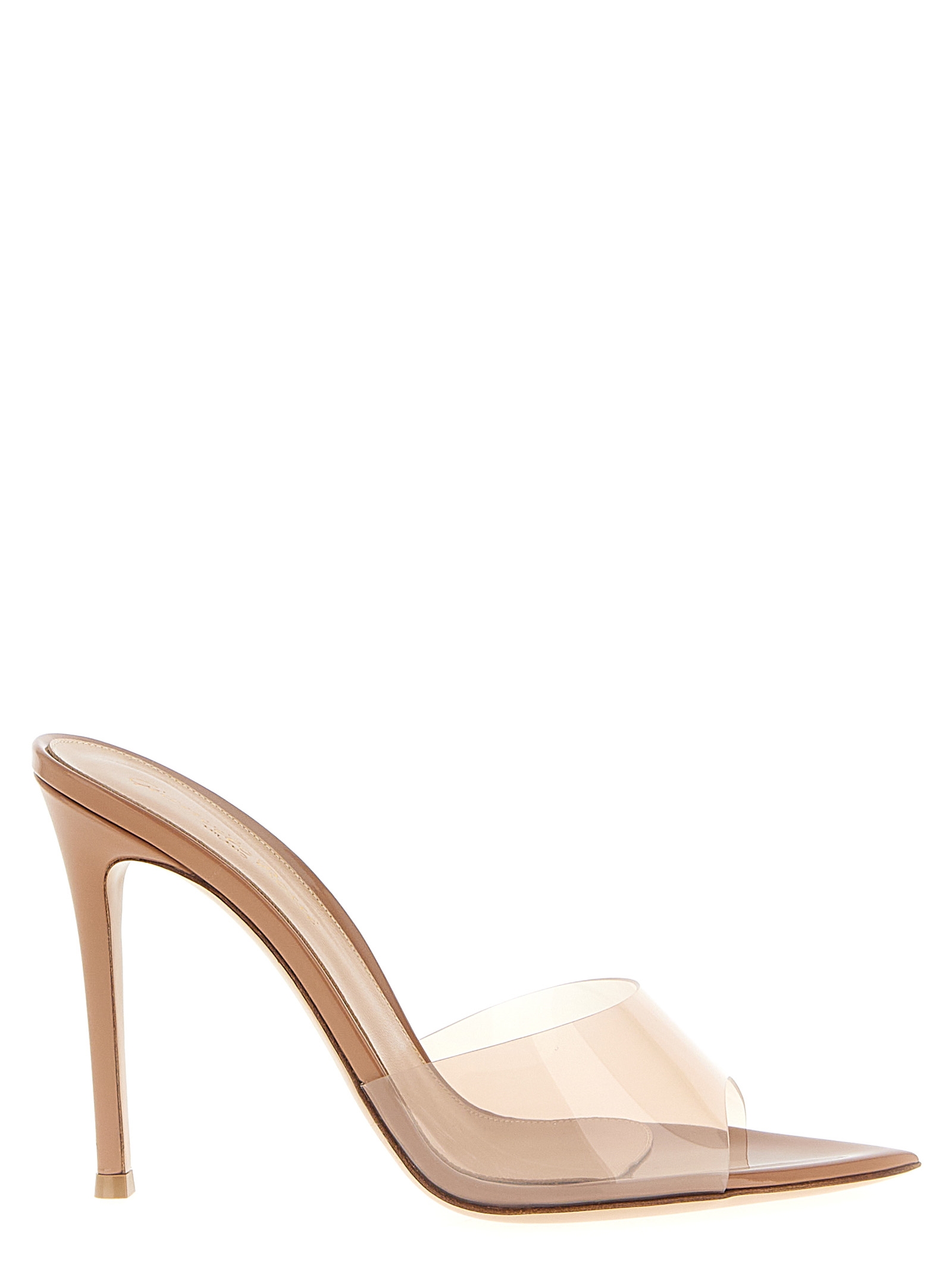 Beige Plastic Stiletto Heel Sandals